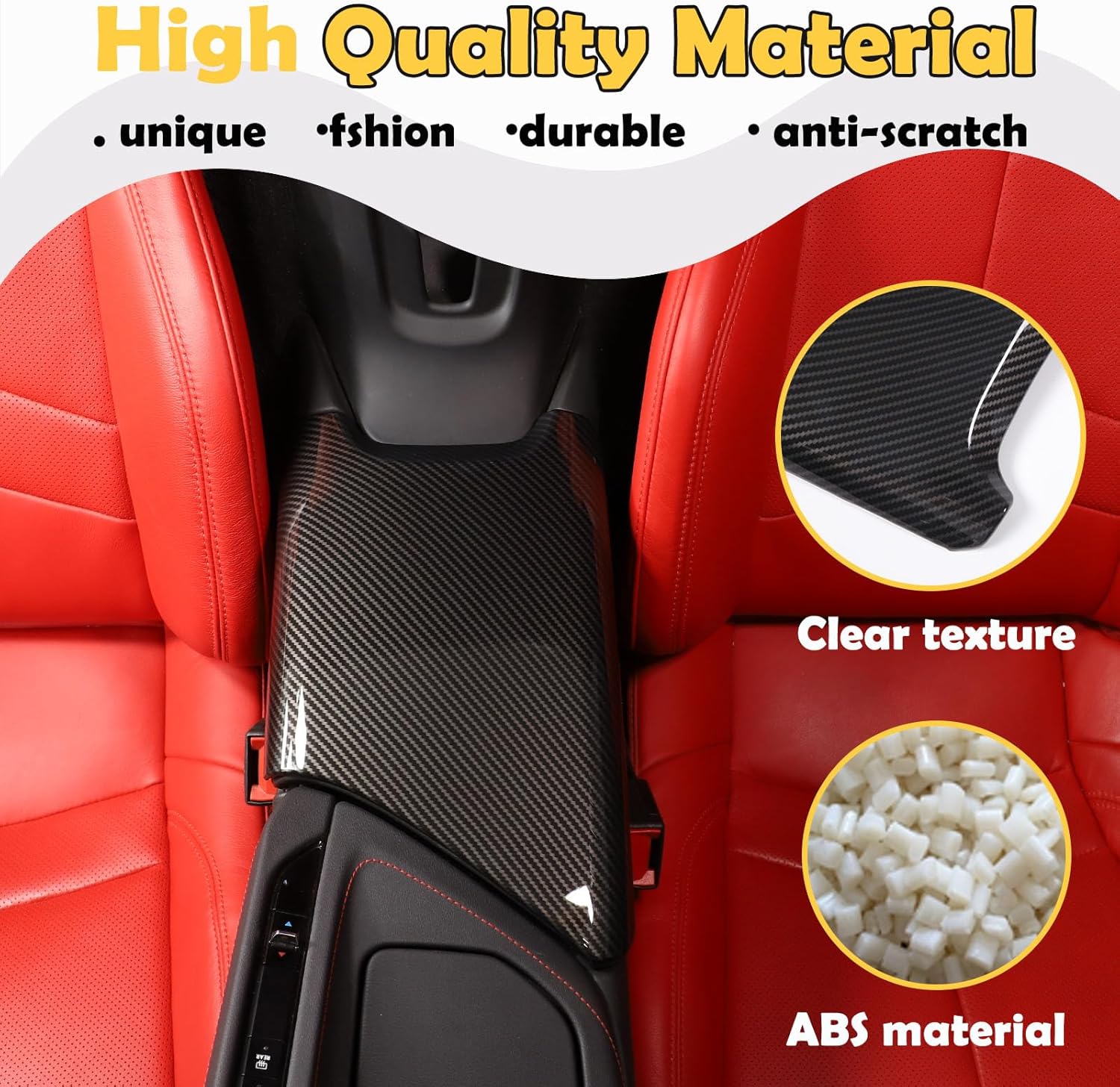 CHEAYAR Car Interior Center Armrest Box Cover Console Box Protect Cover Compatible with Chevrolet Corvette C8 2020-2023, ABS Carbon Fiber Pattern C8 Accessories (Carbon Fiber Pattern)