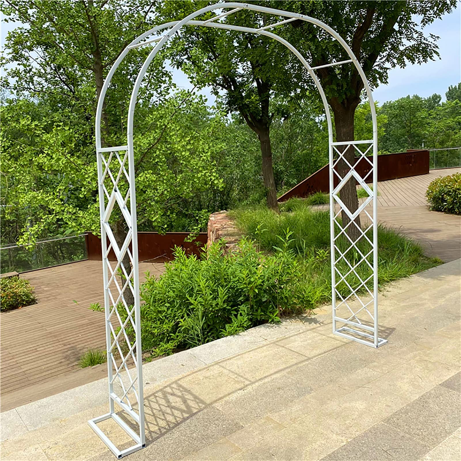 Arco da giardino per piante rampicanti, griglia in ferro battuto, arco per rose, pergolato decorativo da giardino, facile da installare, per esterni, prato, terrazza, matrimoni e serate romantiche