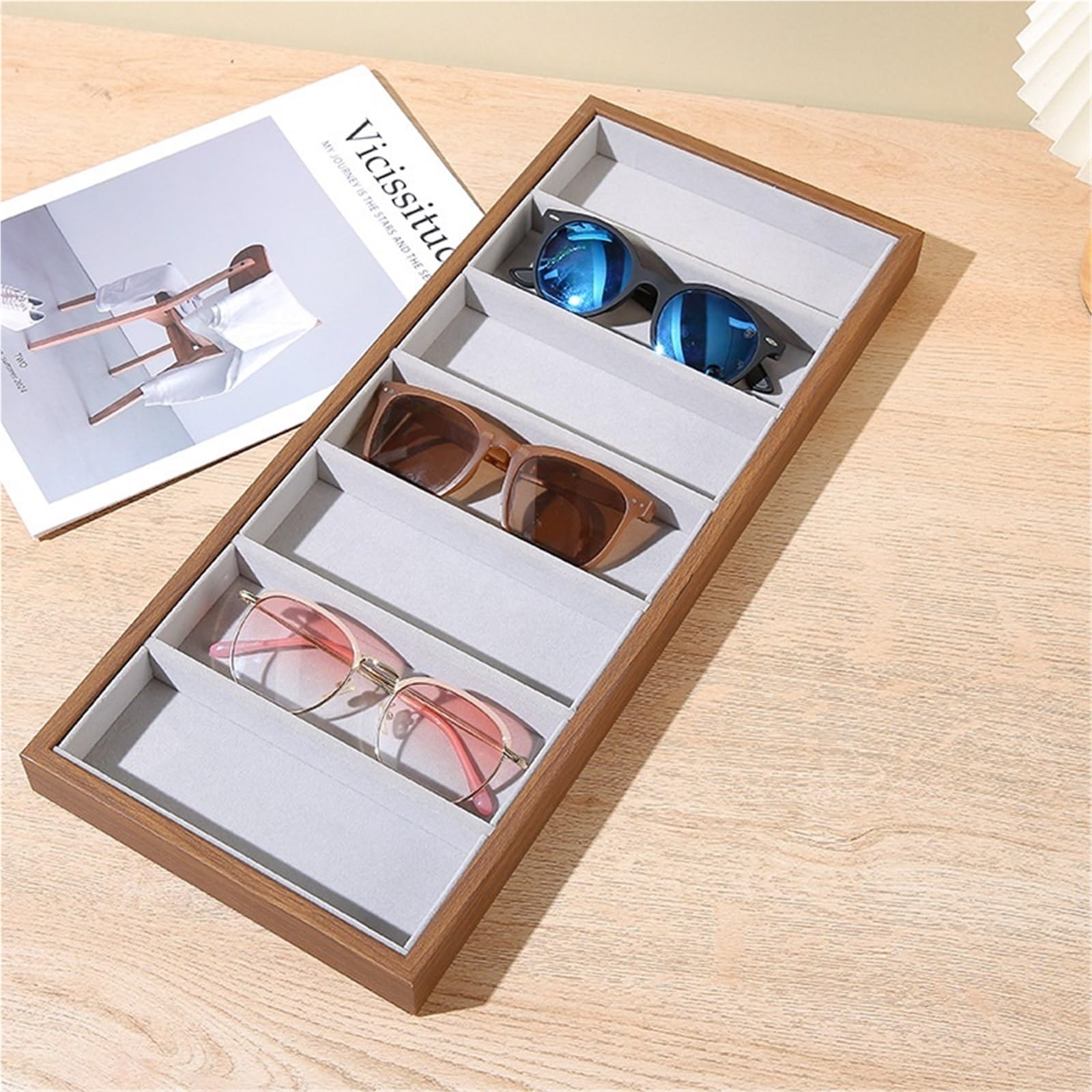 Sonnenbrillen Aufbewahrung Aufbewahrungsbox for Mehrere Sonnenbrillen, Brillenvitrine Brillenaufbewahrung(19.3x47cm)