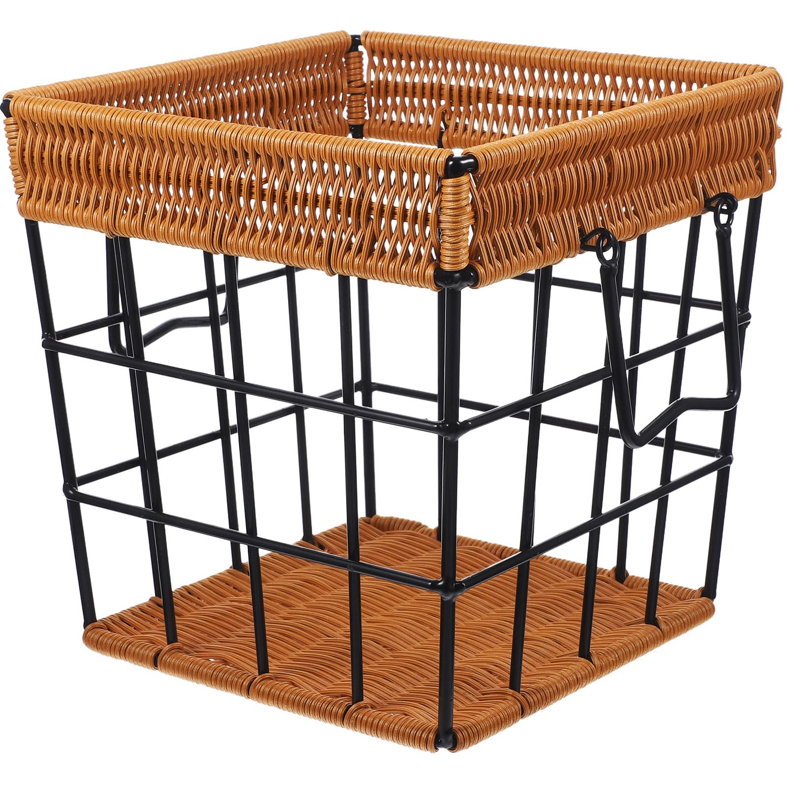 Panier à Rustique en Fer Noir et Pp, Corbeille Rangement et Décoration de Table, pour Maison et Restaurant