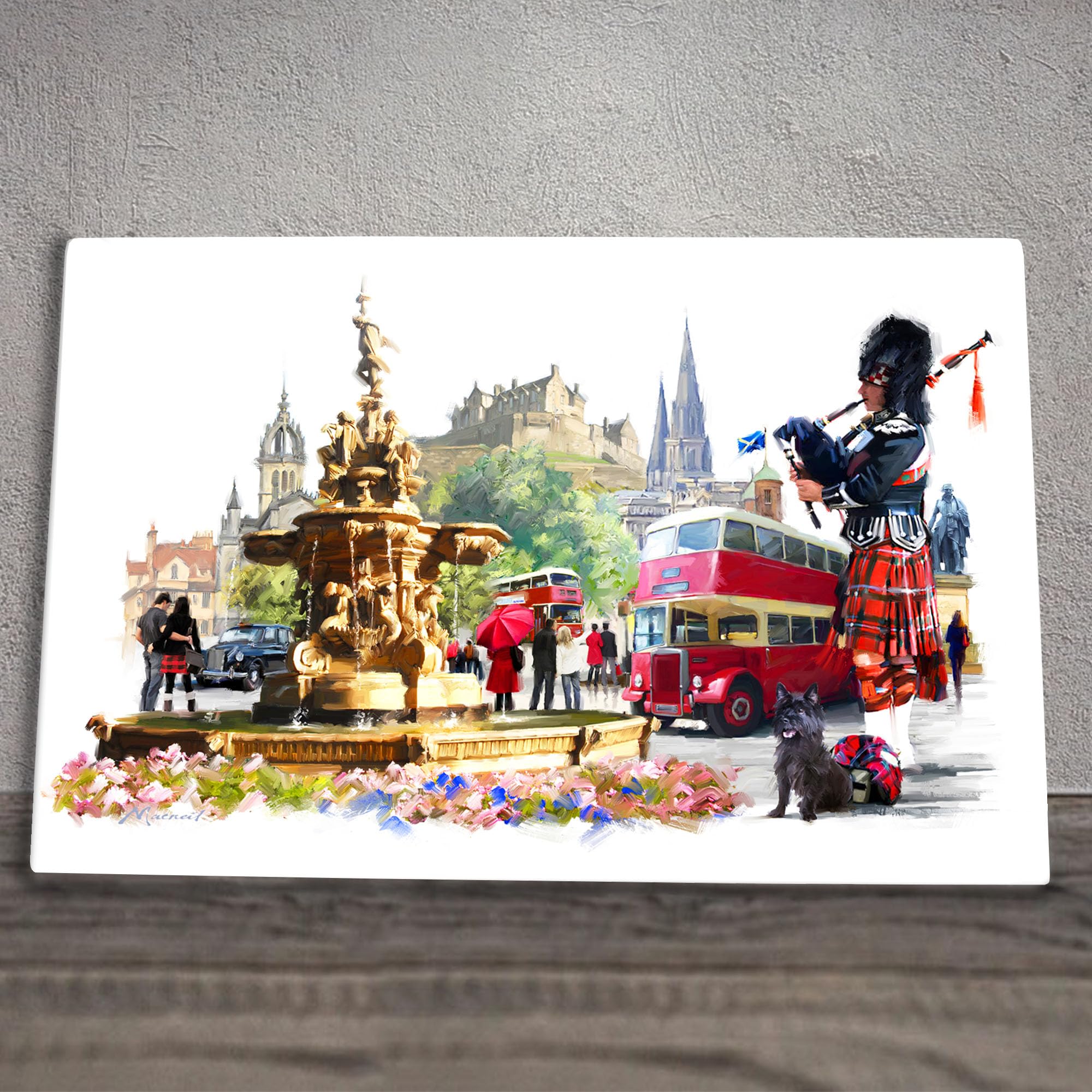 Global Designs Multilcoloured Edinburgh Ceramic Tile Picture Scotland Scottish Landmarks Collage Plaque Sign Wall Art Macneil Studios 20X30cm