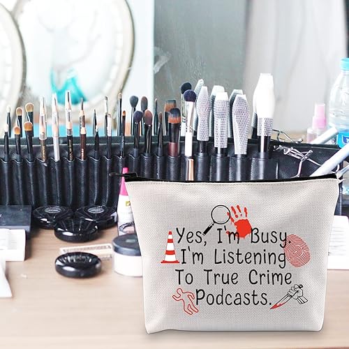 Miniatura 4 de POFULL Bolsa de maquillaje para podcasts de crimen verdadero, podcast de crimen verdadero, regalos adictos al crimen, mercancía adicta al crimen,