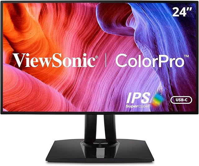ViewSonic VP2468a 24-inch 1080p Full HD Professional Monitor - 100% sRGB, Pantone Validated, Colour Blindness Mode, USB Type-C, HDMI, DisplayPort, Ethernet, for Graphic Design, Photo & Video Editing