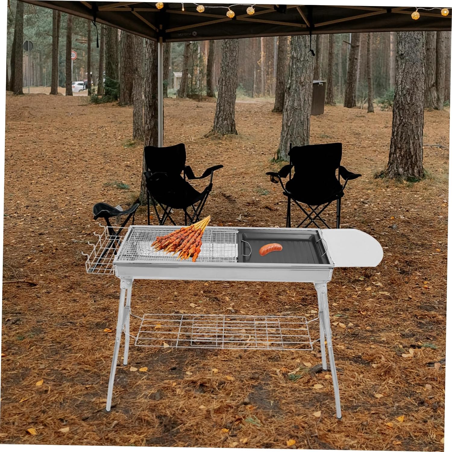 1set Portable Bbq Rack Outdoor Grill for Camping Picnic Barbecue Activities Easy to Use and Space-saving Design Complete Cooking Tools