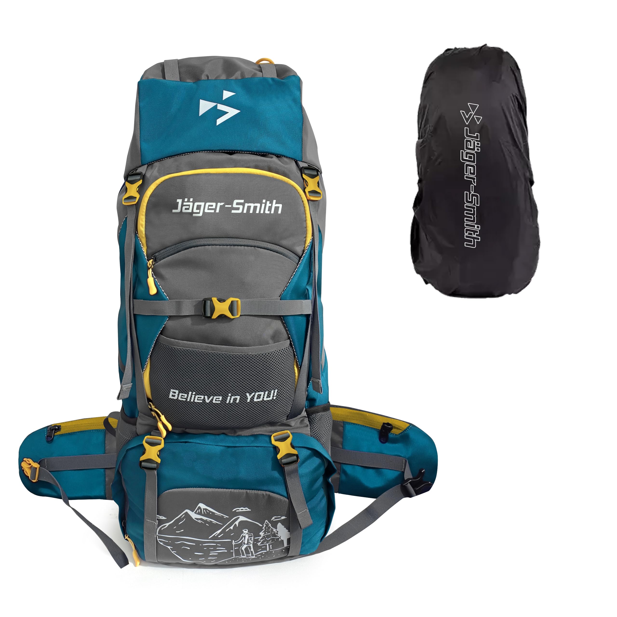 70L Rucksack Bag for Men & Women with Rain Cover, Large Water Resistant Trekking Hiking Bag Travel Backpack, 3 Year Warranty-image-28