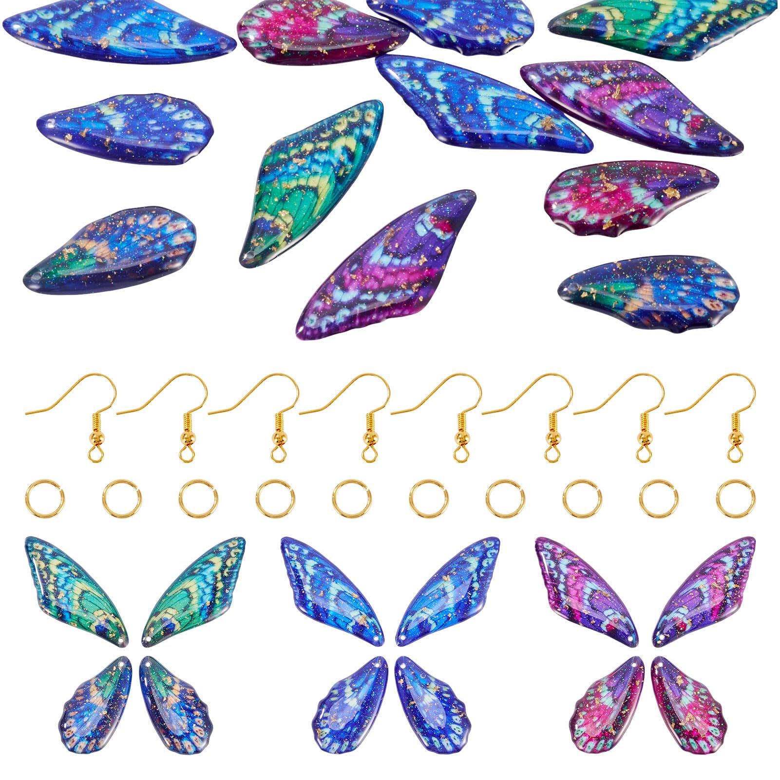 Spritewelry Butterfly Wing Charms Insect Dragonfly Wings Resin Pendants Feather Earring Dangle Charms with Hooks & Jump Rings for DIY Jewelry Making Kits โ image 1