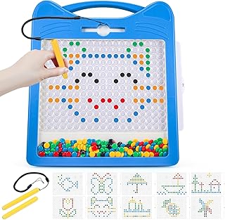 Svance Large Magnetic Drawing Board for Kids,Magnet Doodle with 2 Stylus Pen and Beads,Magnetic Dot Art Fine Motor Skills Toy,Travel Toys Activities Boys Girls (12.5'x12.5'),Large Blue Cat