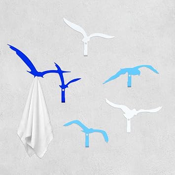5 PCS Decorative Wall Hooks,Seagull Decor Unique Outdoor Towel & Coat Hooks