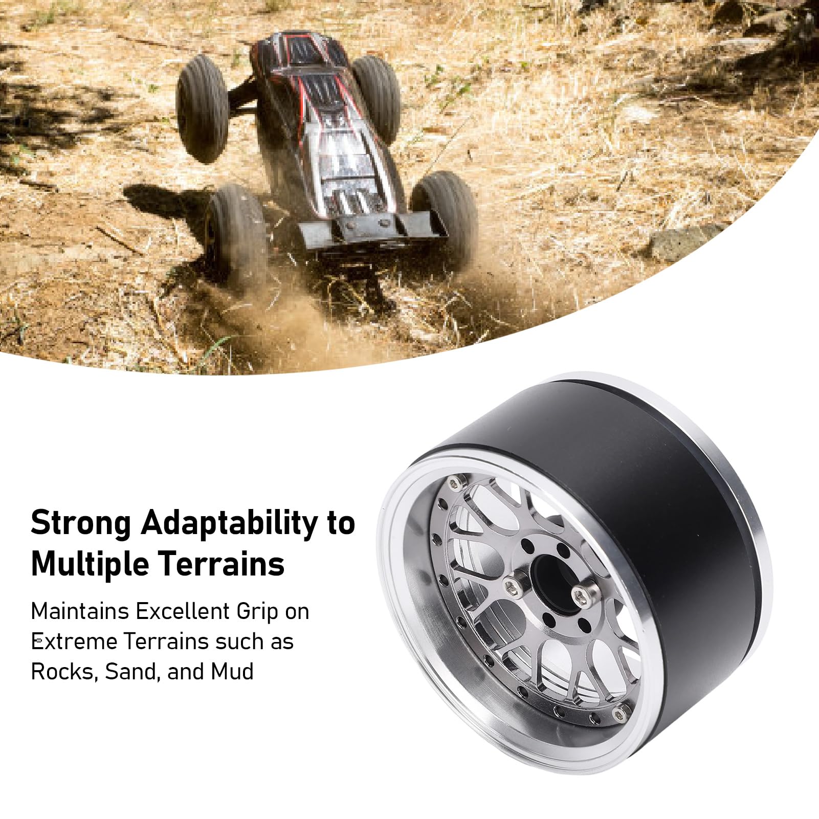 4 llantas RC Beadlock de 2,2 pulgadas, aleación de aluminio CNC mecanizado anodizado duro mejora buena disipación de calor para escala 1/10 RC Rock Crawler SCX10 Wraith RR10 Ti (Ti Color)