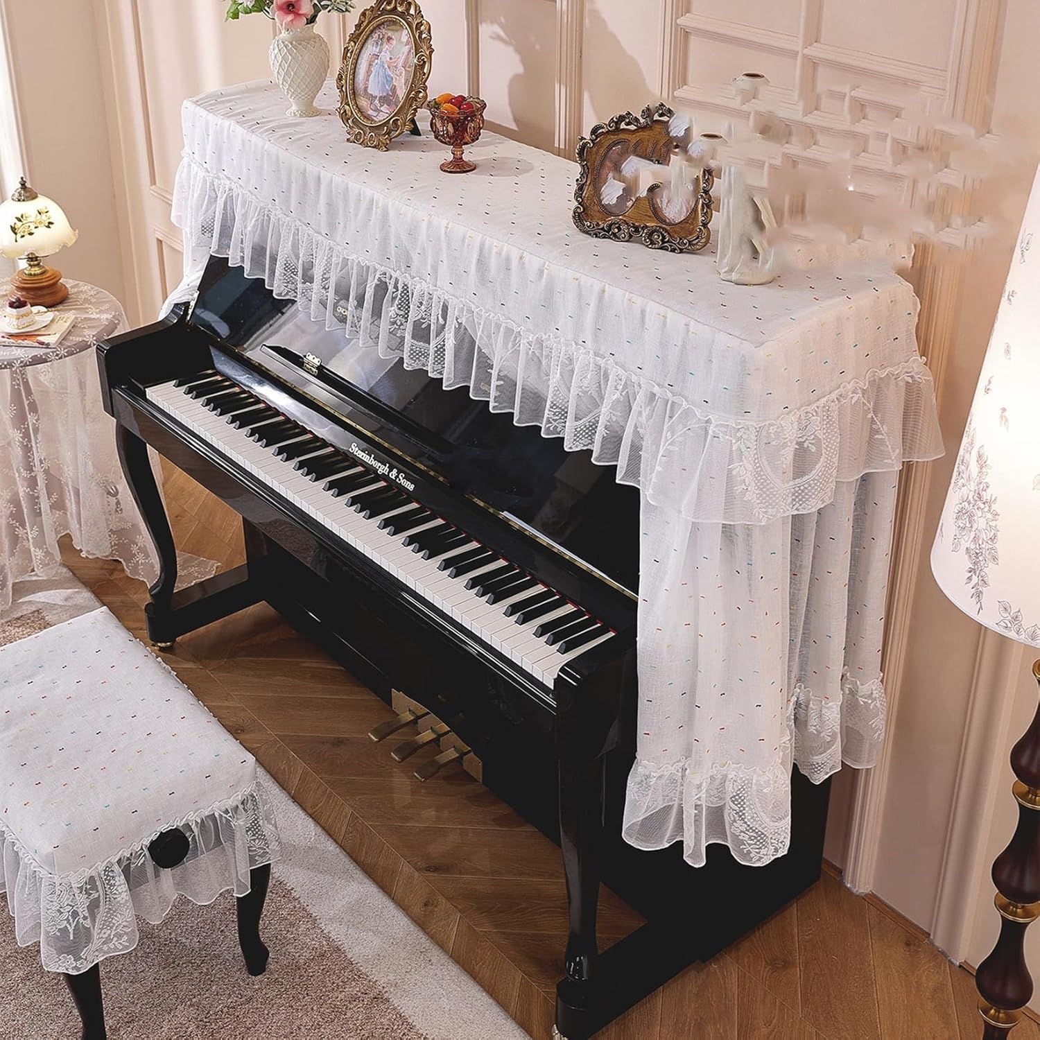 ピアノカバー ハーフカバー アップライト 標準直立型ピアノ用 ふんわり 花柄 デジタル 電子ピアノ掛け ピアノタオル おしゃれ 無地