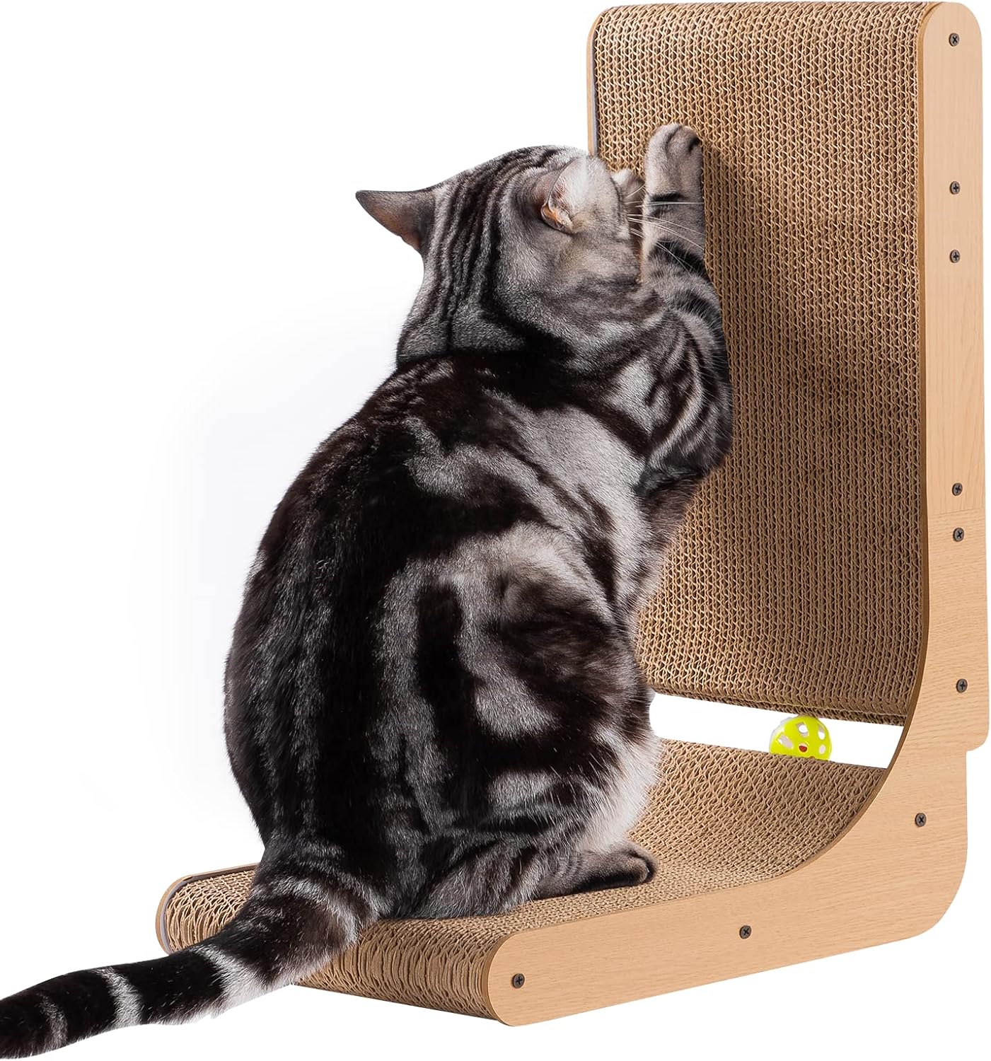 Poils bebe Cat Scratcher, L Shape Cat Scratchers for Indoor Cats, Protecting Furniture Cat Scratch Pad, Cardboard Cat Scratching with…