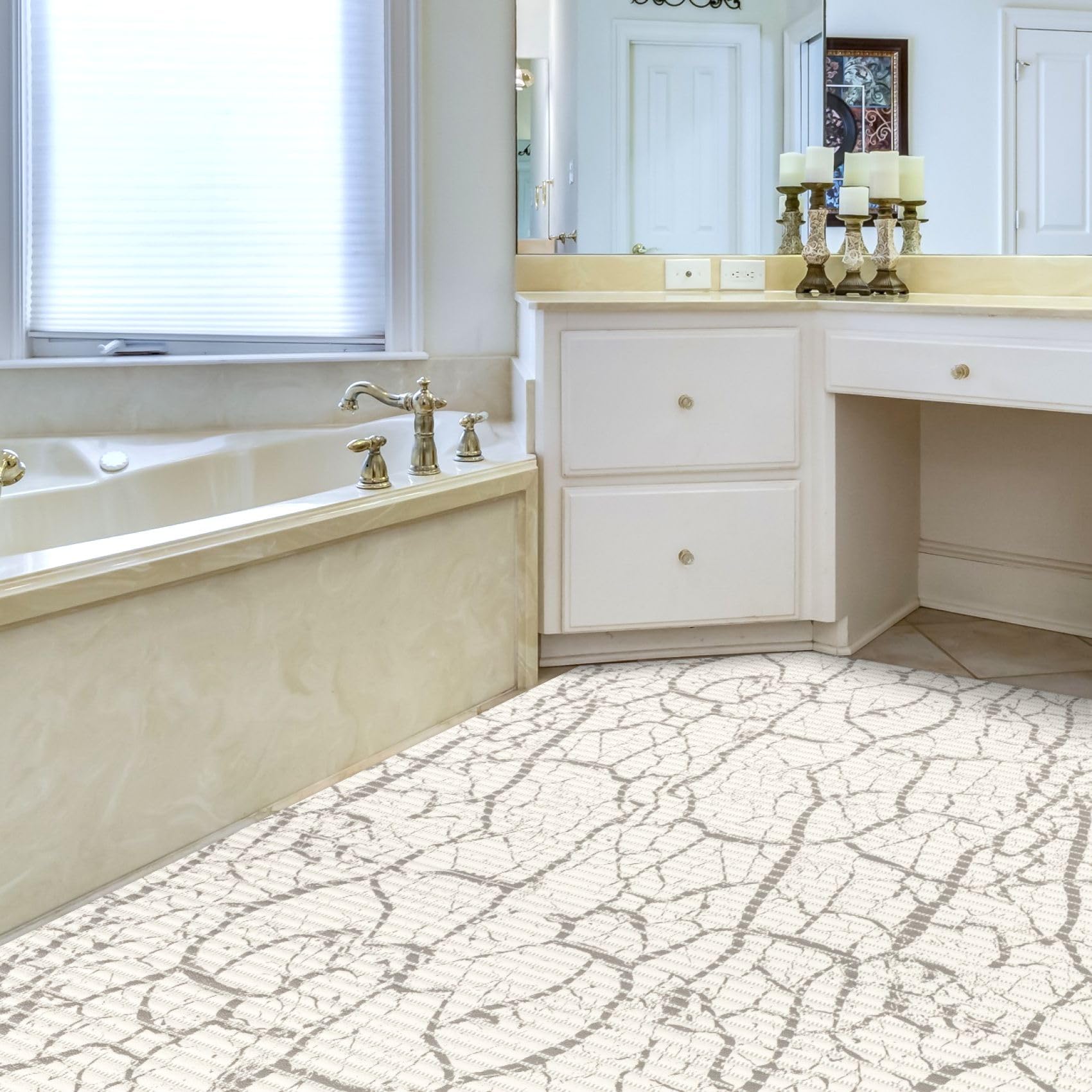 ANRO Weichschaummatte Badematte Bad Dusche WC Vorleger Teppich Antirutsch Badläufer Marmor Grau Weiß 400x130cm