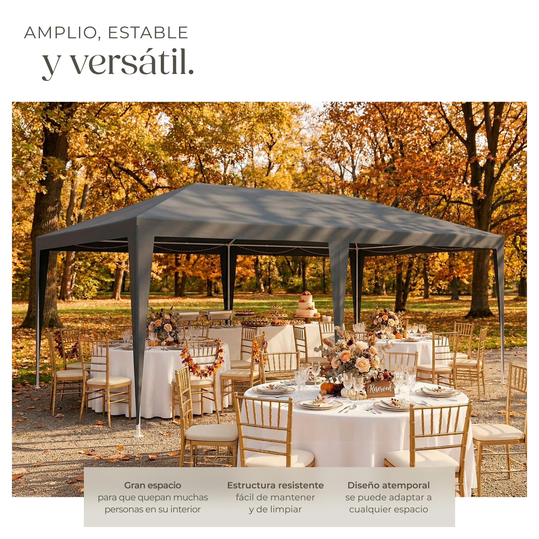 tectake® Carpa Desmontable 3x6 m, con 5 Paneles Laterales Desmontables, Protección a la Intemperie, Cenadores para Jardin, Playa, Cuerdas Tensoras y Piquetas, Carpas para Exteriores - Gris