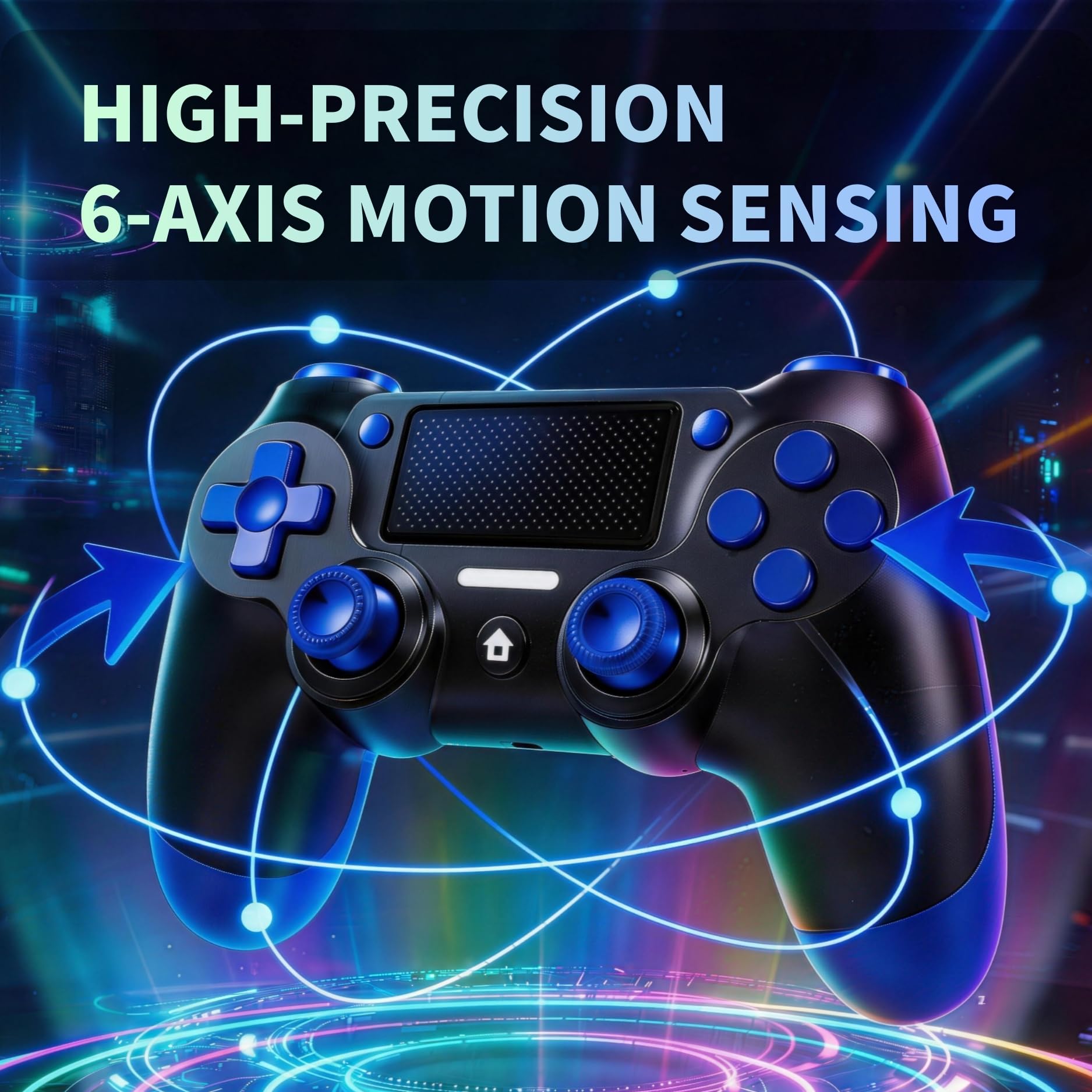 Mando Inalámbrico para PS4, Joystick Controlador para PS4/Slim/Pro/PC, con Clavija de Audio, Vibración y Seis Ejes, Panel Táctil