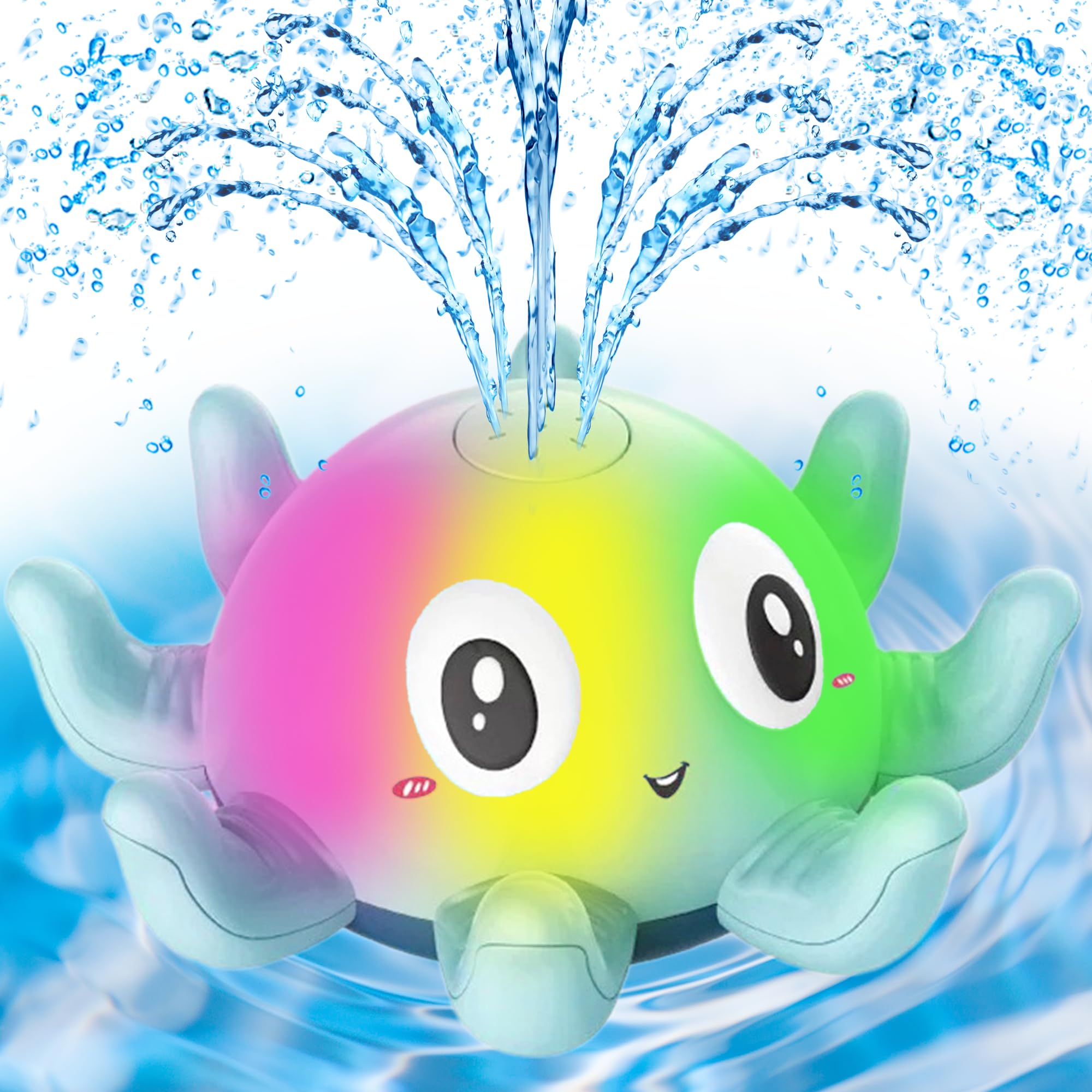 Chennyfun Juguetes Bañera Pulpo, Pulpo de Baño para Bebé con Aerosol de Agua y Luz, Piscina Juguetes Niños Regalos Baby Bath Toy para Niños de 1 a 4 Años