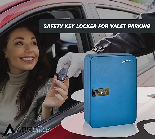 Miniatura 8 de AdirOffice Caja de bloqueo de llaves  48 ganchos para llaves montada en la pared, caja de cerradura de gabinete para llaves de coche, caja de