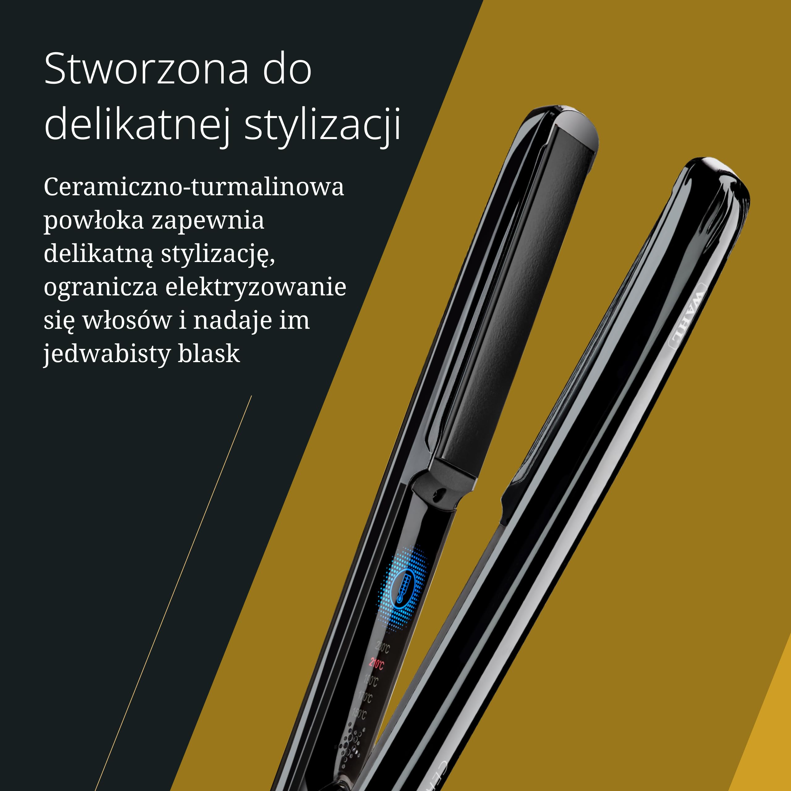 Moser Ceraline Ceramiczno-Turmalinowa Prostownica do Włosów | Prostownica Ceramiczno-Turmalinowa z Długimi Płytkami, Temperatura 150-230°C i Nagrzewanie w 25 Sekund