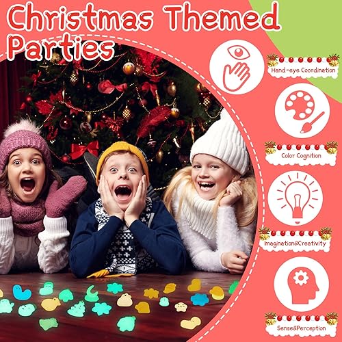 Miniatura 3 de 32 piezas de juguetes blandos de Navidad que brillan en la oscuridad, Kawaii Squeeze Toy Soft Mini Stress Relief Toys para fiestas de Navidad,