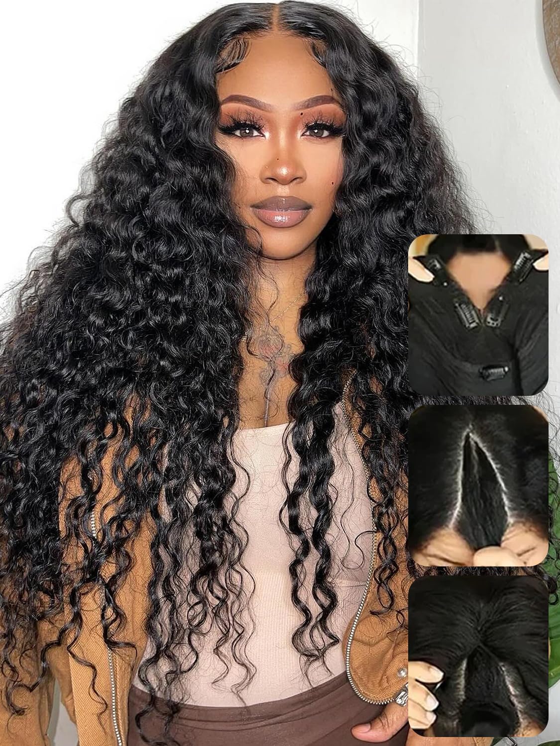 Amazon.com : V SHOW Deep Wave V Part Wig Human Hair Upgrade 