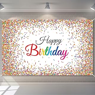 Confetti Sprinkle Birthday Backdrop for Happy Birthday Party Decoration Sprinkles Banner for Kids Two Sweet Donut Rainbow Weddings Baby Shower Party Favors Supplies Photography Background Photo Booth