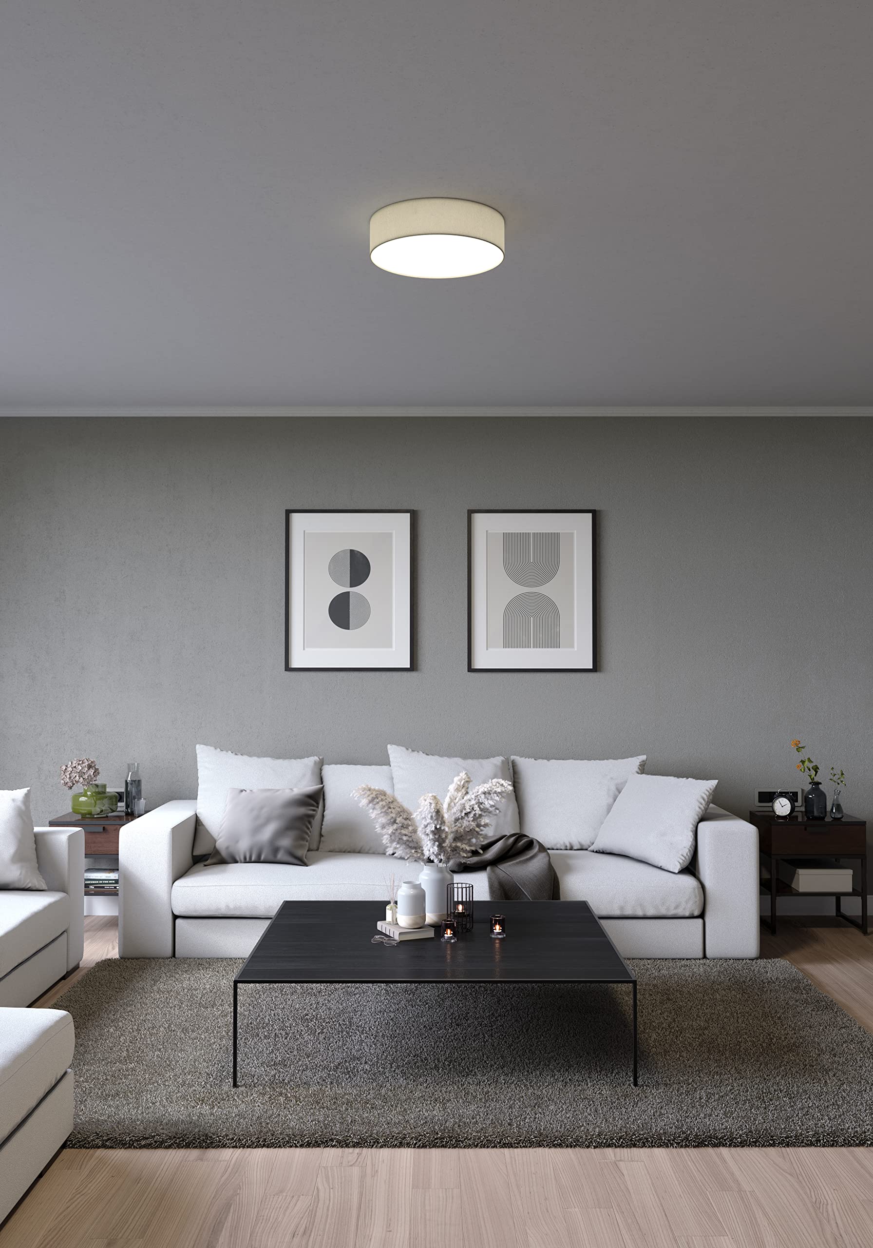 Smartwares Ceiling Dreams Lampada da soffitto naturale - Lino - 40 cm - 3 prese E14 integrate - Per lampadine fino a 40 W (non incluse)