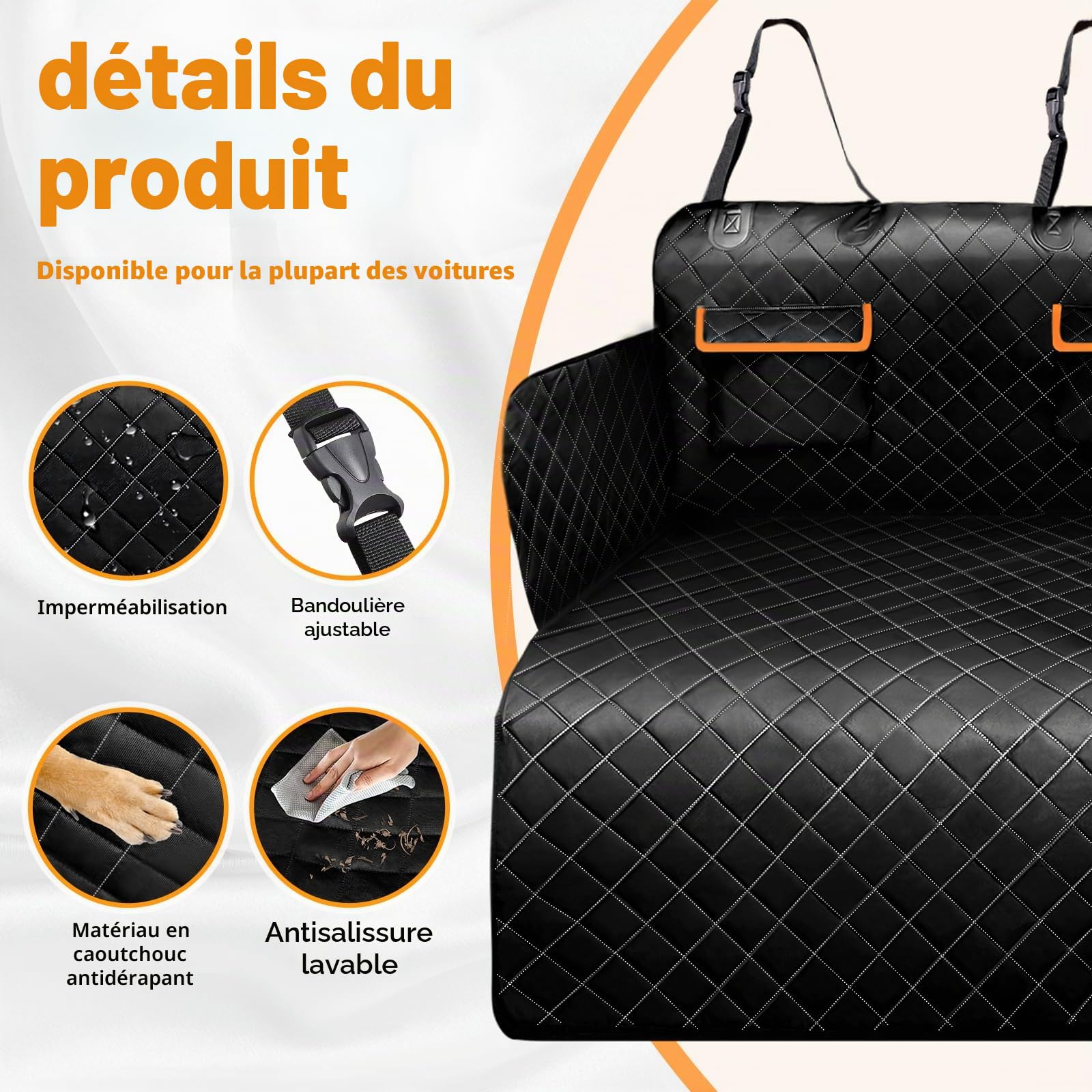 DATEFUN Protection Coffre Voiture Chien - Universelle Couverture de Coffre Chien Imperméable & Antidérapant - Housse de Coffre pour Camion, Voiture, SUV
