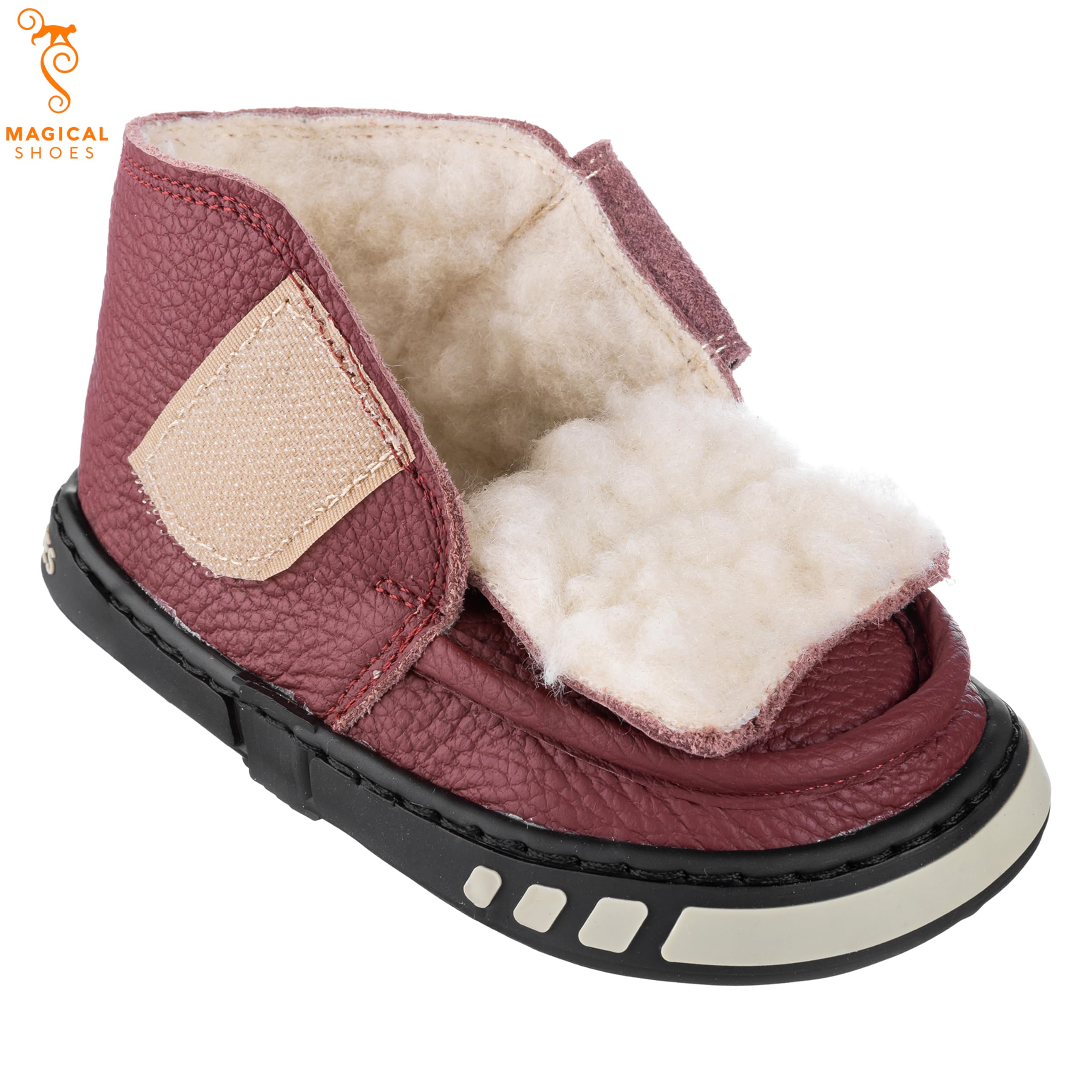 Magical Shoes Barfußstiefel für Kinder, gefütterte Barfußschuhe für Mädchen & Jungen, Winterstiefel mit Futter 50% Wolle, Halbstiefel Leder, Winter Kinder-, Babyschuhe, Ziu Ziu