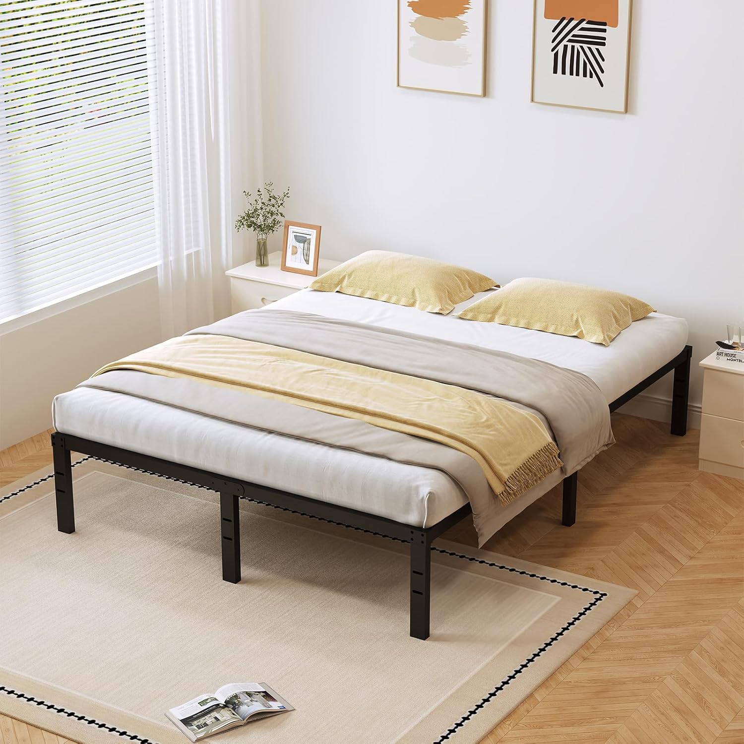 Queen Bed Frame 3200lbs Heavy Duty Metal Platform No Box Spring Needed with Steel Slat Support, Easy Assembly,Noise-Free 16 Inch Queen - Image 8