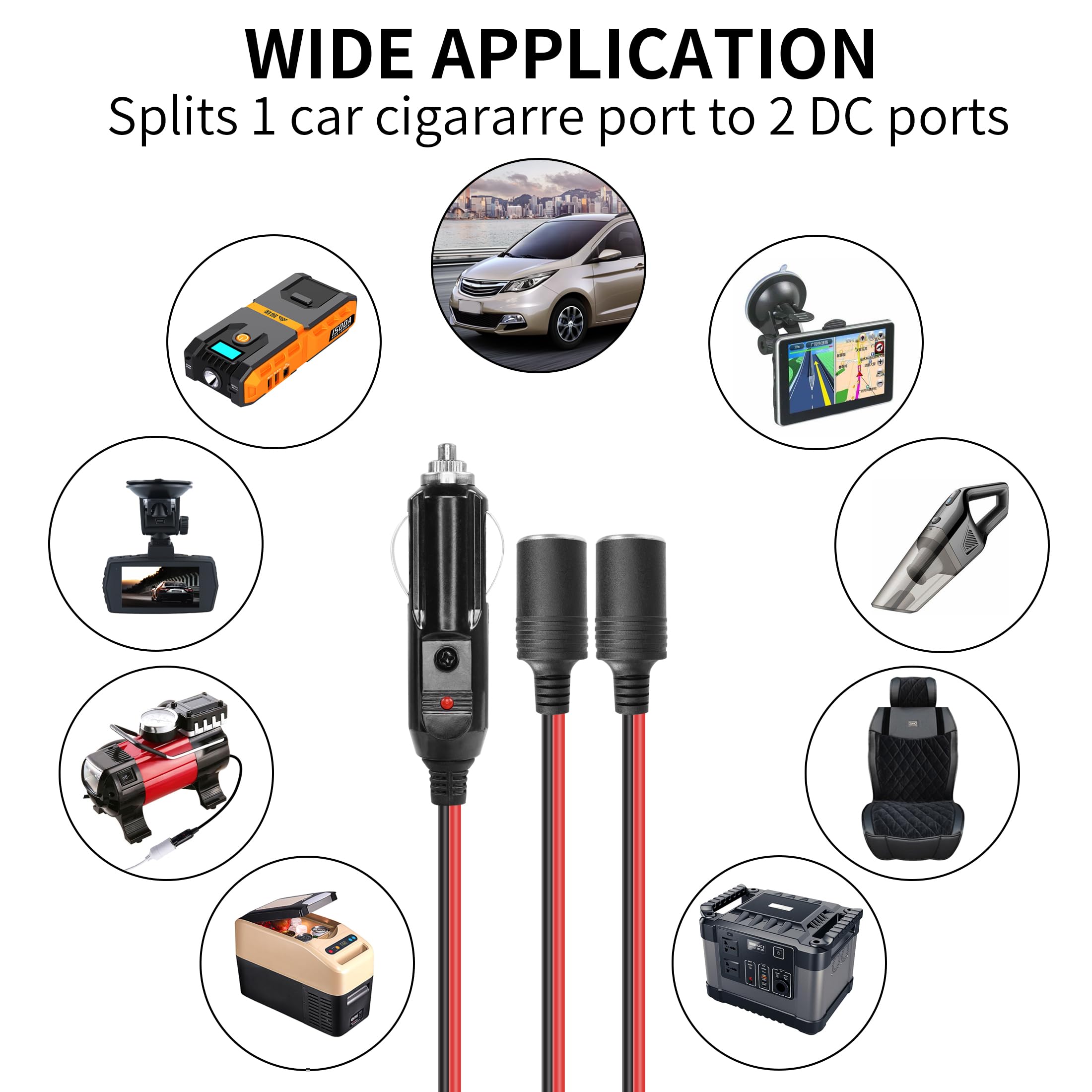 Cavo di prolunga per accendisigari per auto 12V 24V da 1 a 2