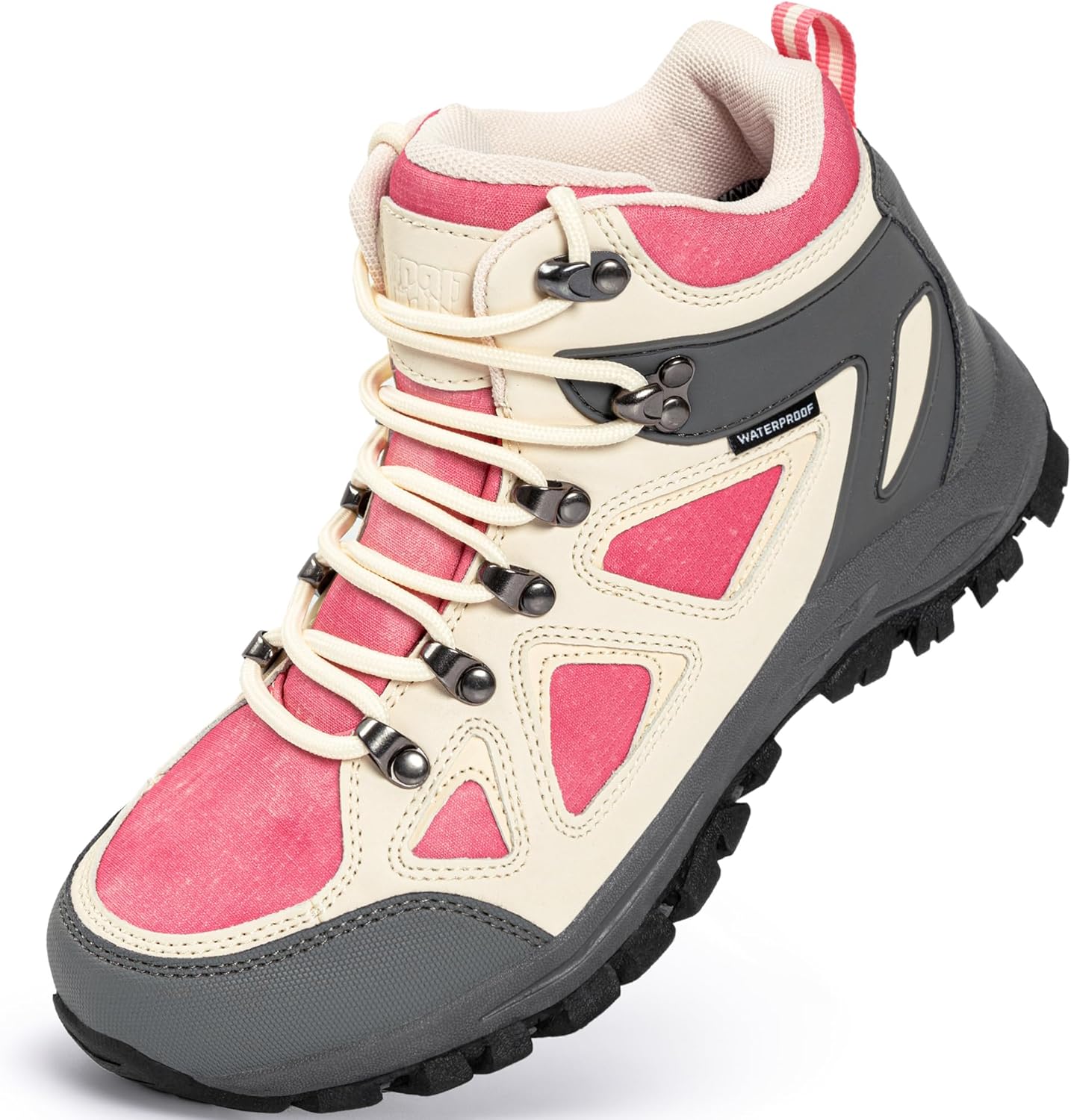 R CORD Kids Hiking Boots Waterproof Durable TPR Traction Outsole Anti-Skid Athletic Lace Up Hiking Shoes for Outdoor Adventure