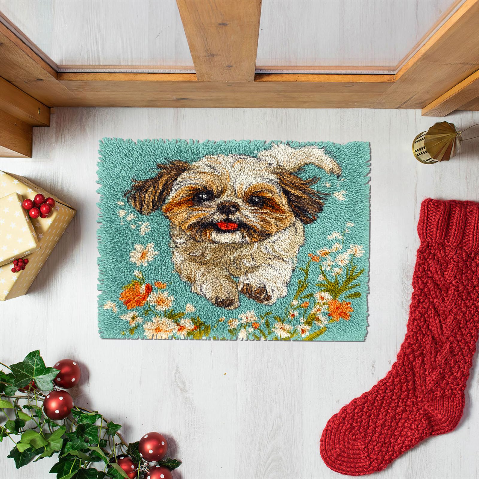Shih Tzu DIY Latch Hook Rug Kit – 50x50cm Round, Includes Yarn, Hook & Pattern - View #10