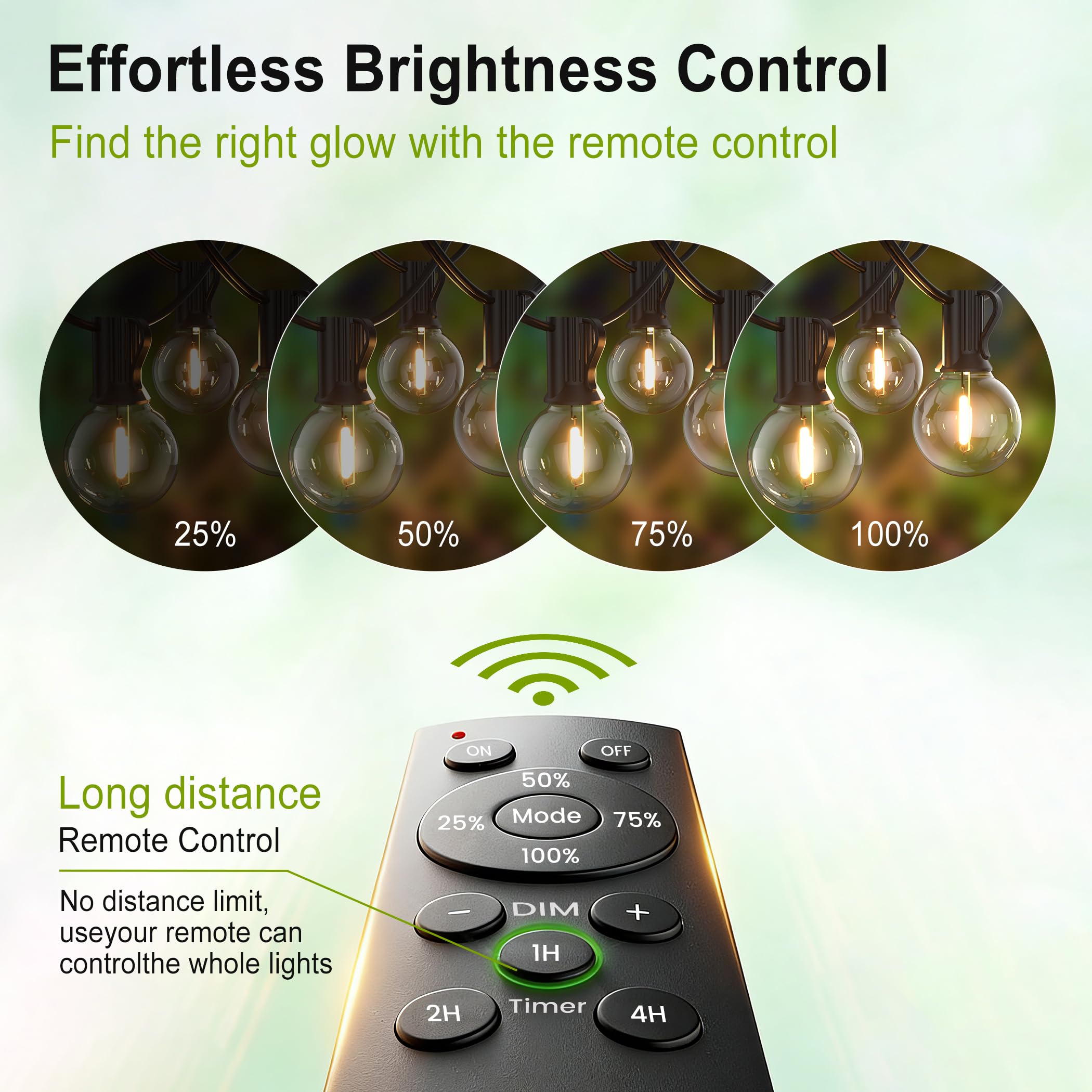 Tira de luces LED para exteriores de 200 pies, con 104 bombillas de plástico irrompibles, G40, regulables, conectables, para patio trasero, bistró, cafetería, exterior, 2 unidades