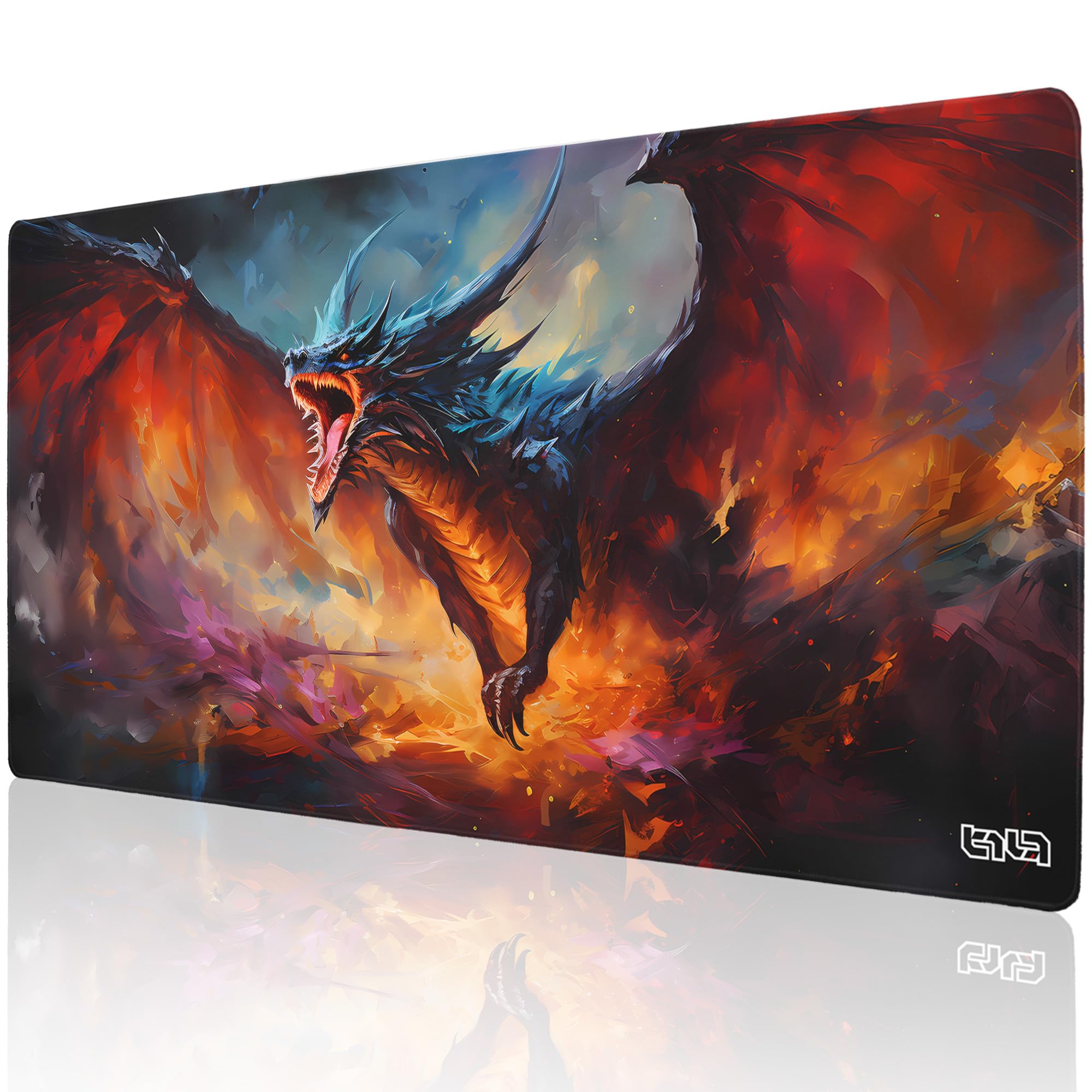Tilt Grand Tapis de Souris Gamer XXL 100x50 cm | Tapis de Bureau Gaming Anti-Dérapant | Mouse Pad Imperméable pour PC et Accessoires Gaming | Tapis de Clavier (Dragon's Wrath)