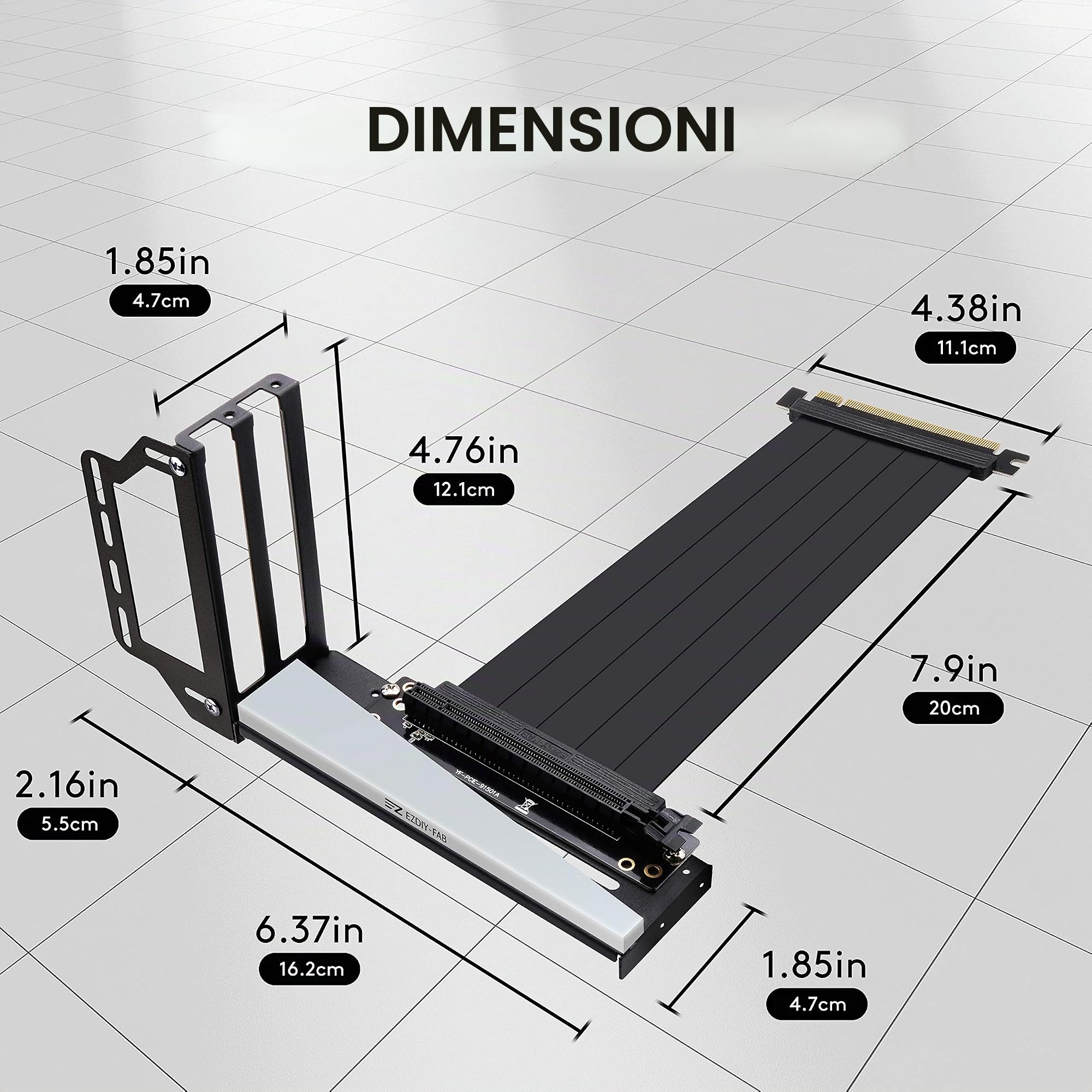 EZDIY-FAB Supporto verticale per scheda grafica con LED ARGB 5 V 3 pin, supporto GPU, kit di supporto per scheda video VGA con cavo riser PCIE3.0 - nero