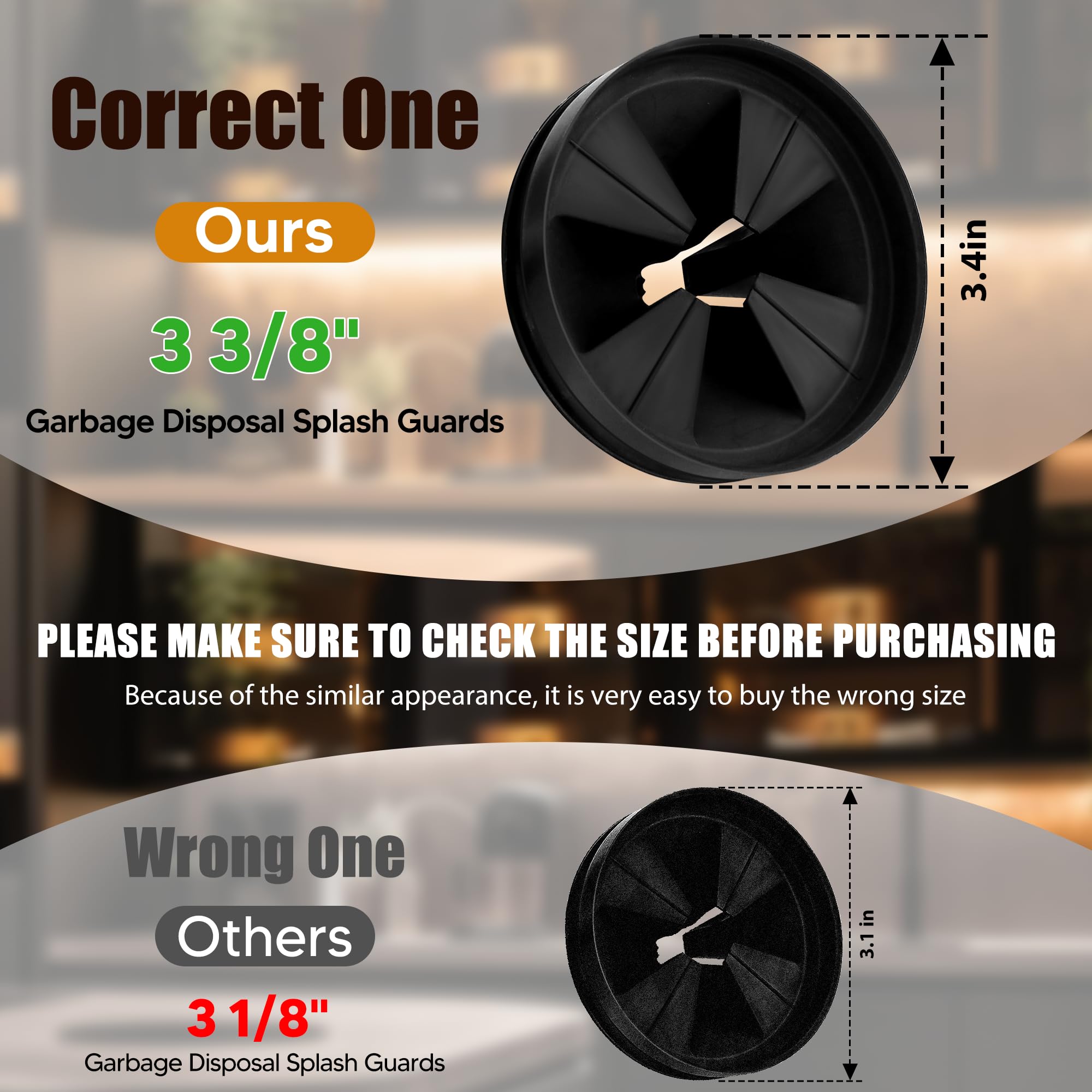 Funmit Ochrona przed rozpryskami na odpady 3 3/20.3 cm przegroda zlewu QCB-AM zamiennik do serii InSinkErator Evolution, ulepszone zdejmowane ciche zatyczki spustowe, akcesoria do usuwania śmieci