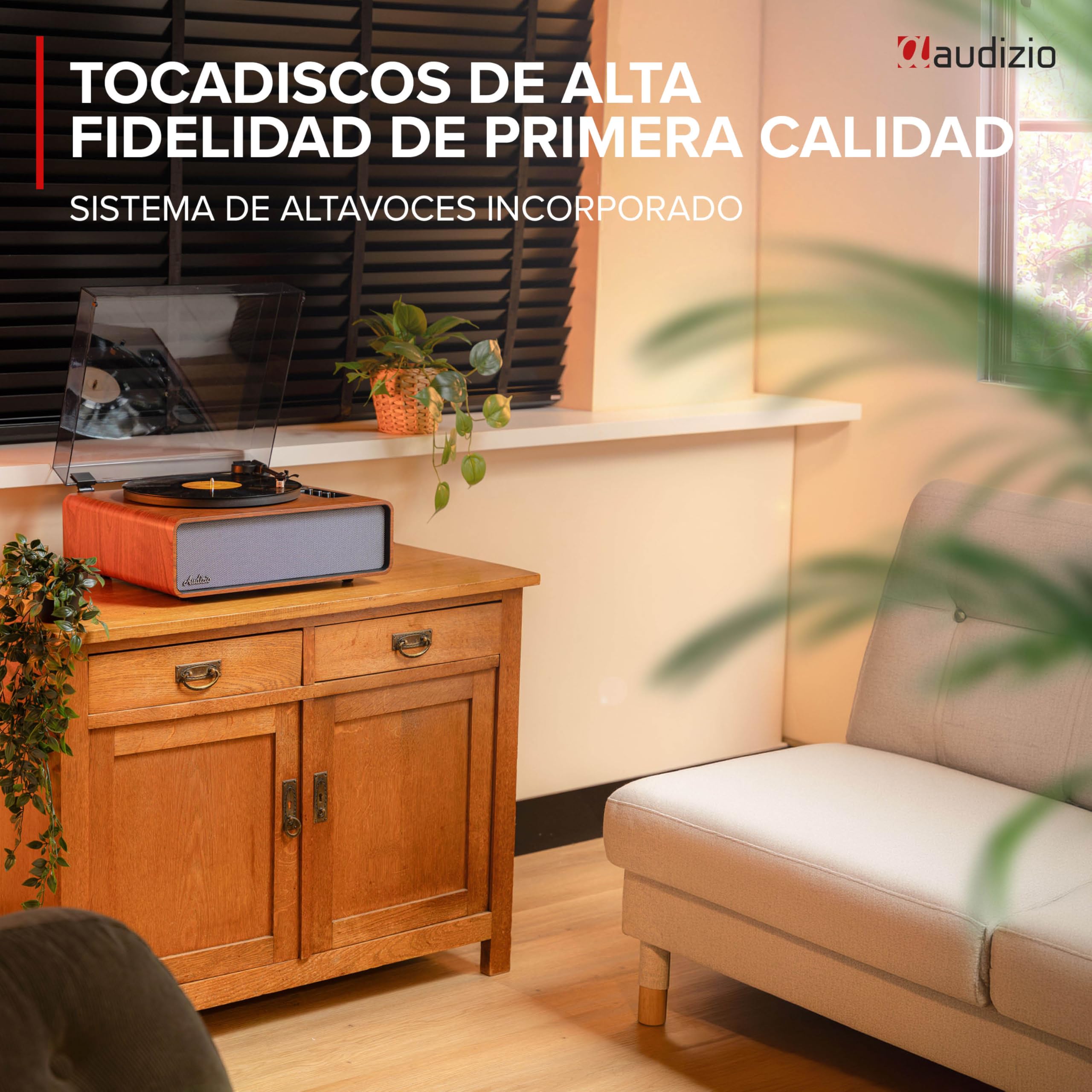 Audizio Laredo - Tocadiscos con BT portátil + Maleta RC37 marrón Oscuro | Bluetooth incorporado, diseño portátil y cápsula Audio Technica, sonido estéreo, para tu salón de estilo retro clásico