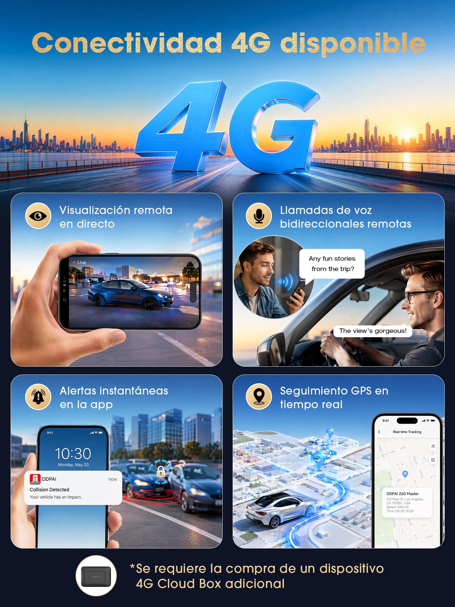 DDPAI Z60 Master 4K+2K Dash CAM Coche, STARVIS2 IMX678, HDR Dual Dashcam, Incluye Tarjeta de 64GB, 5G WiFi6, 2K/60FPS, GPS, 3" IPS, Visión Nocturna IA ISP, Modo Aparcamiento 24h, ADAS, 4G Disponible