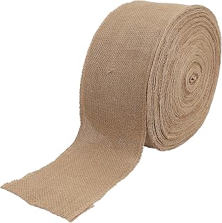 KINJOEK 5 Inch Wide 54 Yards Burlap Ribbon, Natural Jute Fabric Ribbon Crafts Ribbon for Christmas Wedding Gifts Burlap Fabric DIY for Decoration