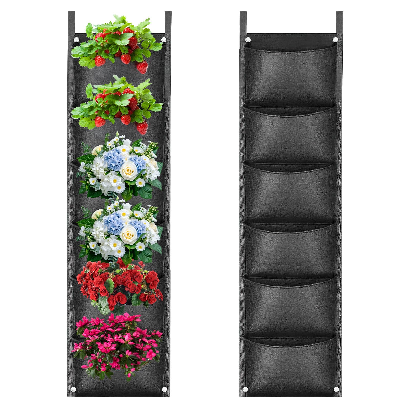ACTOYS Vertical Garden Wall Bags, Plant Bag, Balcony Hanging Planter, Plant Growing Bags for Gardens Home Decoration Outdoor Indoor (Vertical, 6 Ports)
