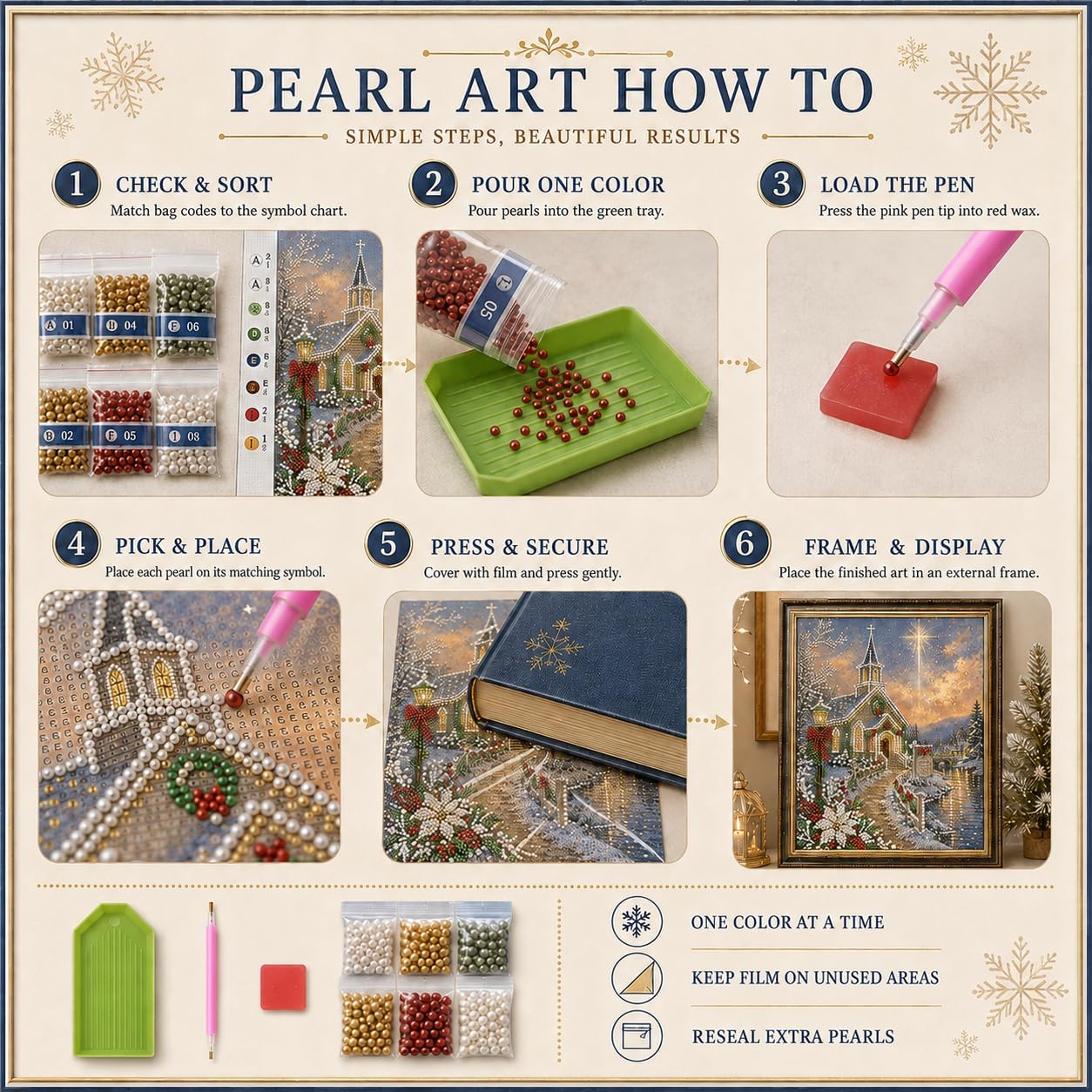 Pearl Art Kits for Adults, Christmas Church Pearl Diamond Painting