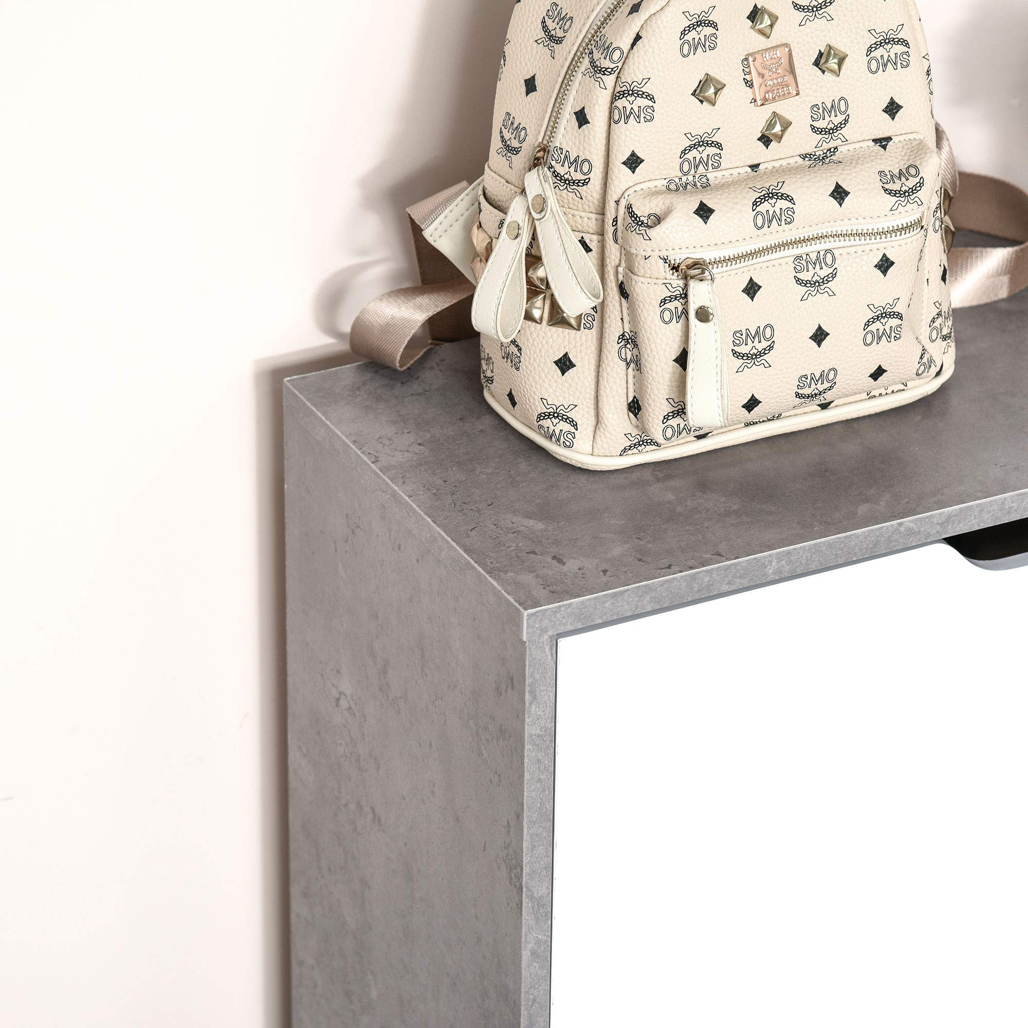 HOMCOM Scarpiera Salvaspazio Slim con 2 Ante a Ribalta, Scarpiera Ingresso con Ripiani Regolabili, Porta Scarpe per 8 Paia con Maniglia a Incavo, 62.5x26x81 cm, Grigio Cemento