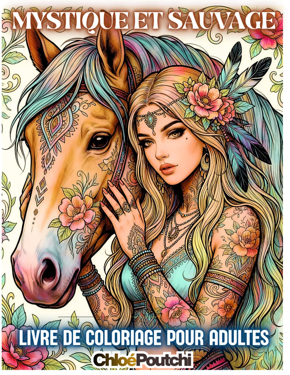 Coloriage Adulte Mystique & Sauvage: 30 illustrations féminines et animales à colorier pour se détendre et s’évader en grand format.