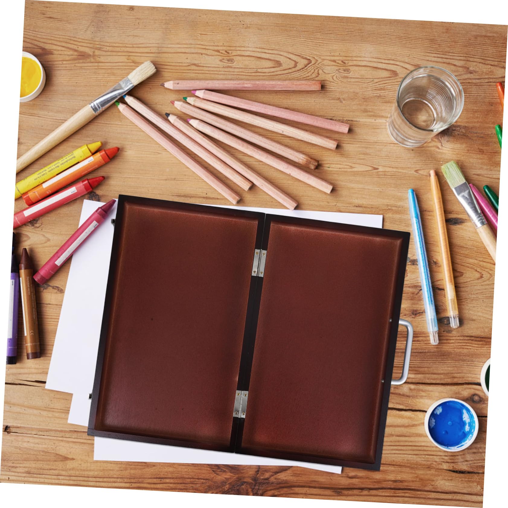 Mallette de Peinture Portable en Bois Léger Rangement Organisé et Mélange des Couleurs, pour Artistes et Étudiants en Peinture en Plein Air
