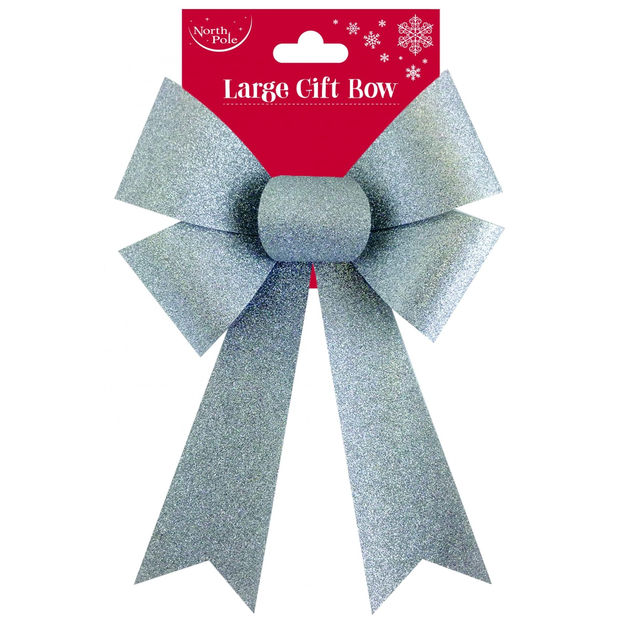 North Pole Christmas Tree bow xmas large tree Topper party decorations gift bow Glitter silver
