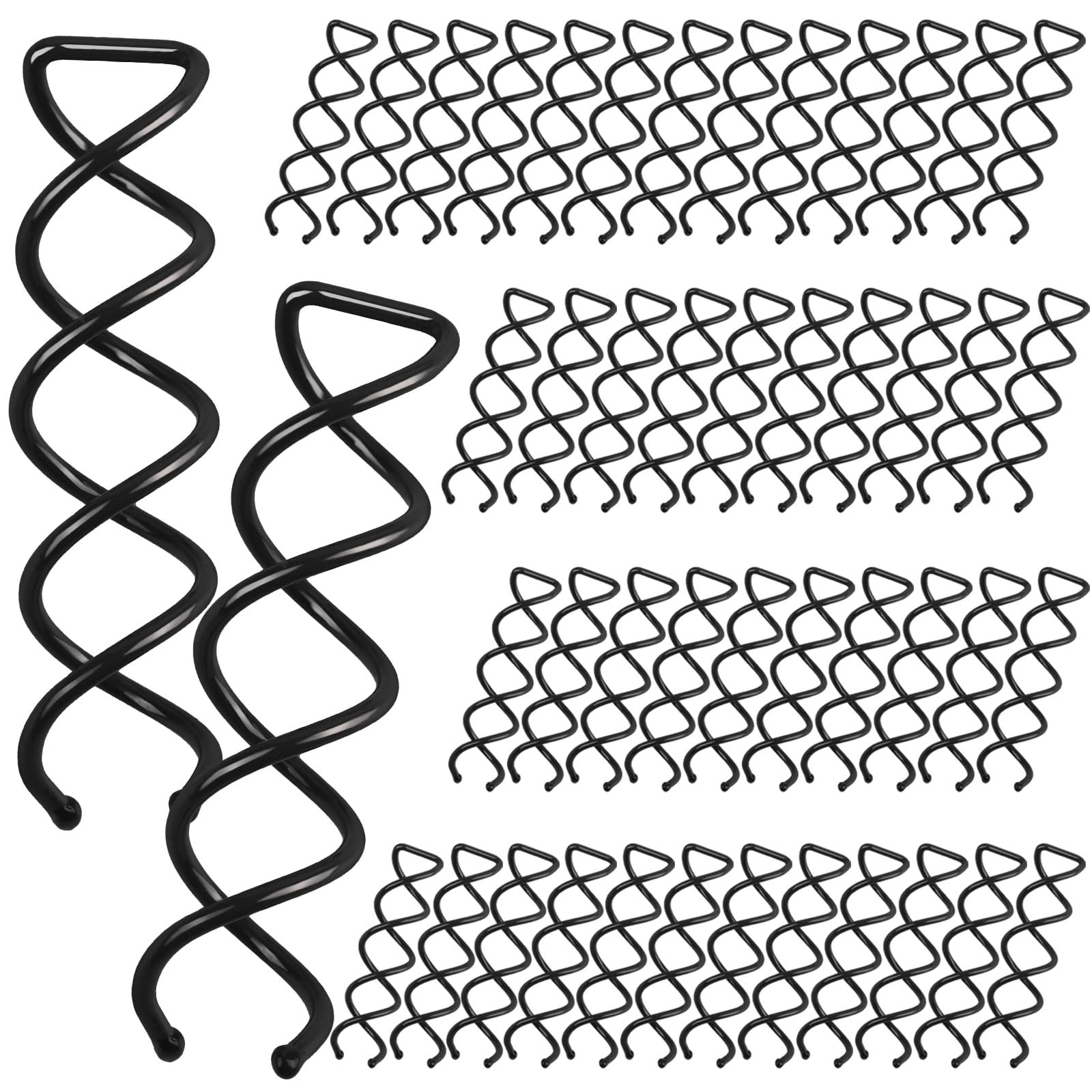 FANDAMEI 50PCS Spiral Hair Pins, Spin Pins Non-Scratch Round Tips, Twist Screw Hair Pin for Women Bun Hair Style DIY, Spiral Bobby Pins Black