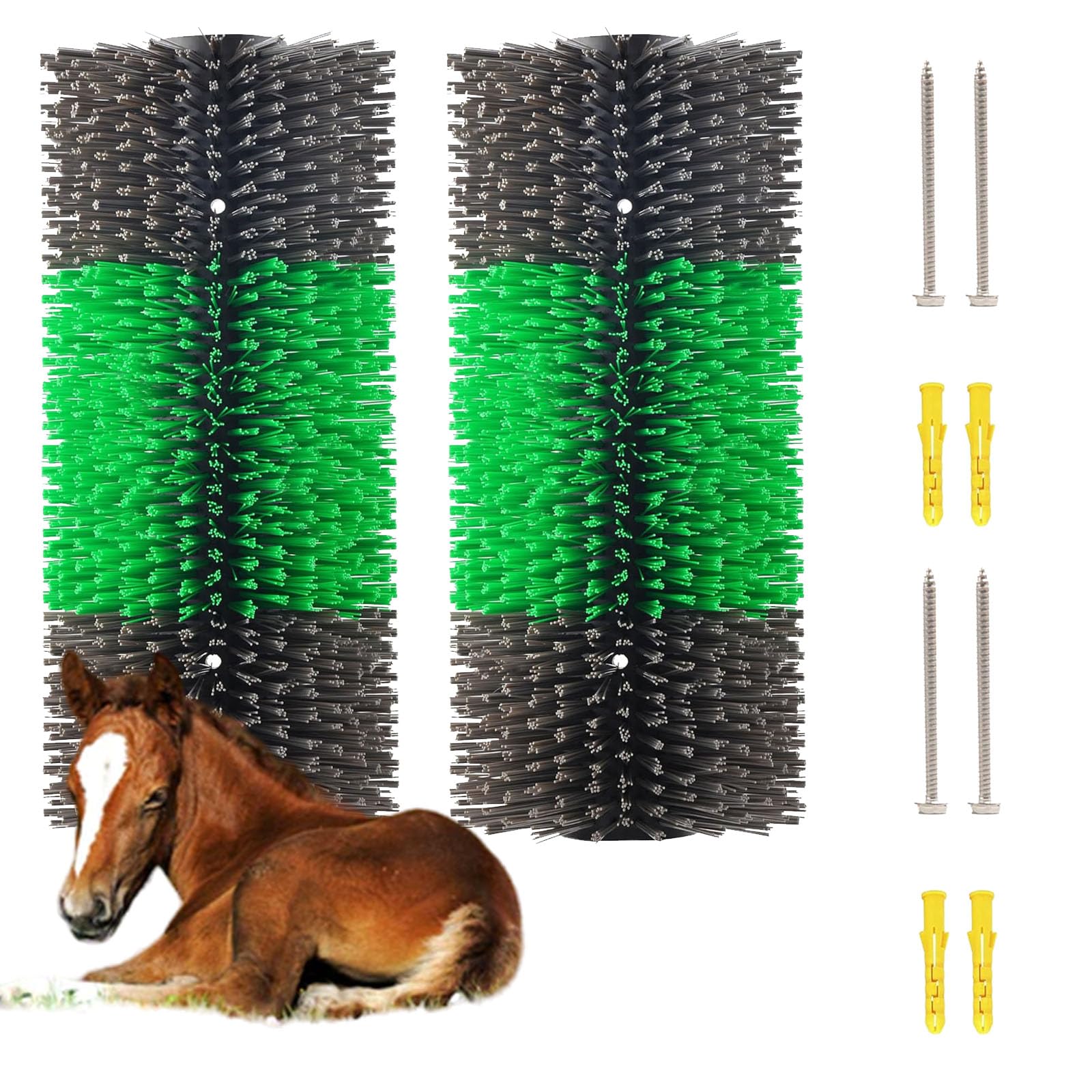 Kratzbürste für Vieh Kuhbürste, Pferdebürste for Fellwechsel, Rinderbürste mit 4 Schrauben for Pferd, Ziege, Kuh, Schaf, Schwein