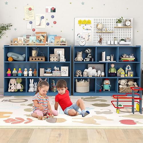 Miniatura 38 de HONEY JOY Organizador de almacenamiento para niños, estante de exhibición de madera abierto de 8 secciones para aula, sala de juegos, guardería,