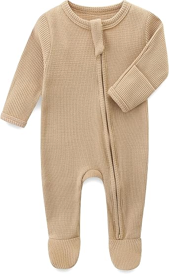 Baby Footies with Mittens, Infant 2-Way Zip Organic Cotton Jumpsuit