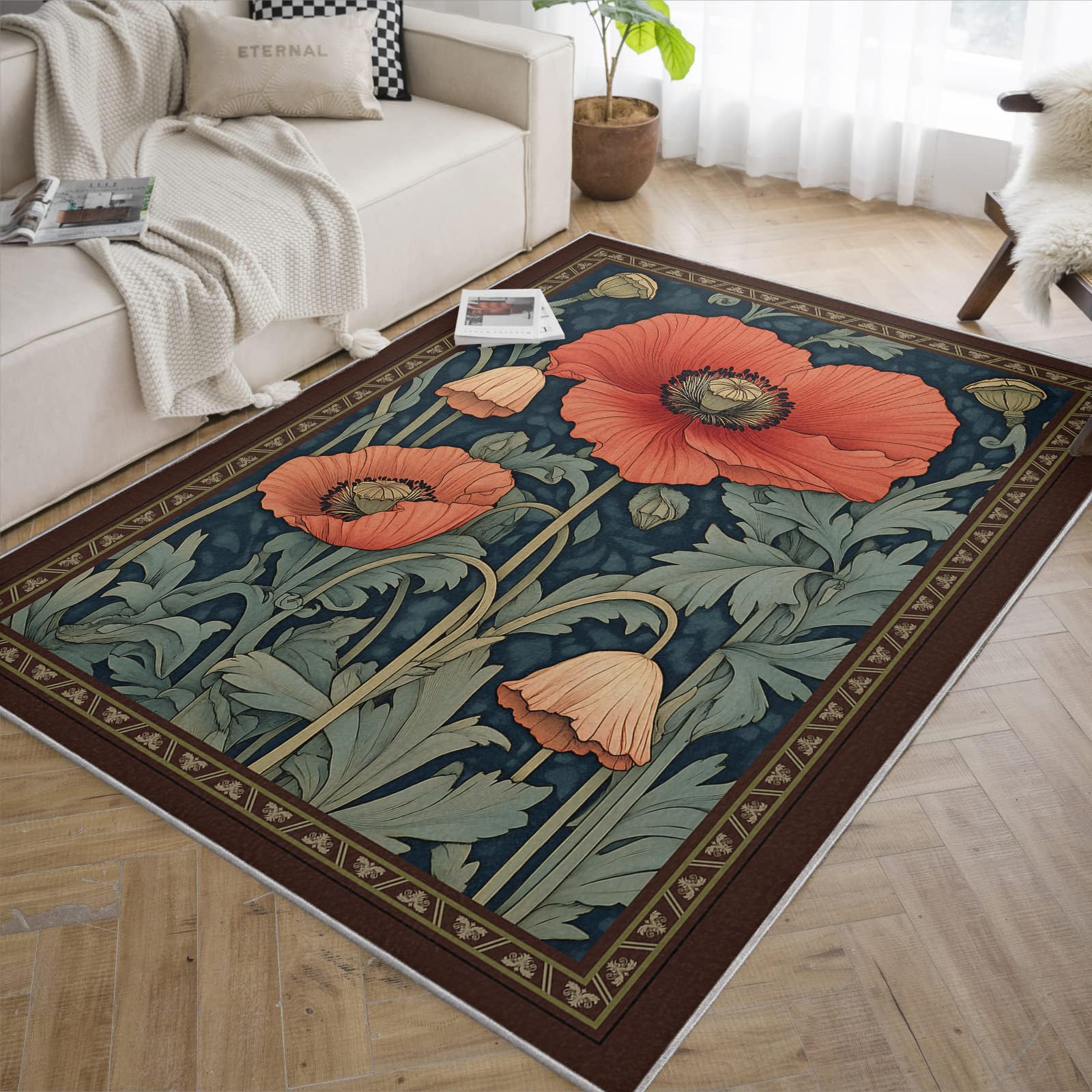 Tapis antidérapant lavable idéal pour sécuriser le couloir et la buanderie avec élégance florale