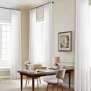 Amazon.com: Ivory White 105 Inch Long Curtains Pinch Pleat Memory Shape ...